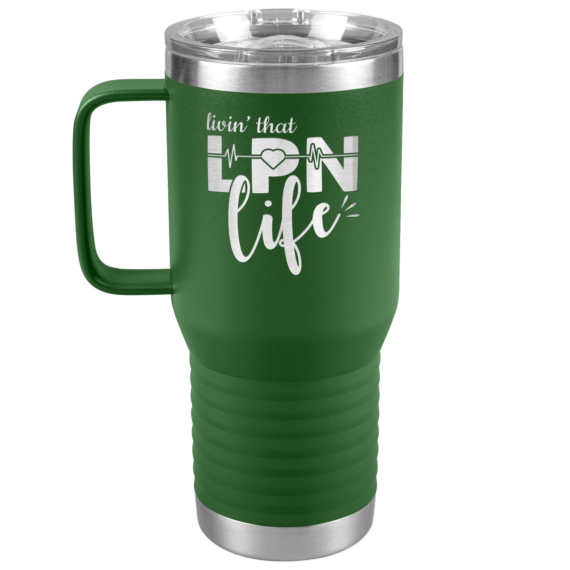 20 oz Travel Tumbler - 'Livin' That LPN Life' with EKG Monitor - Sip in Nursing Style!