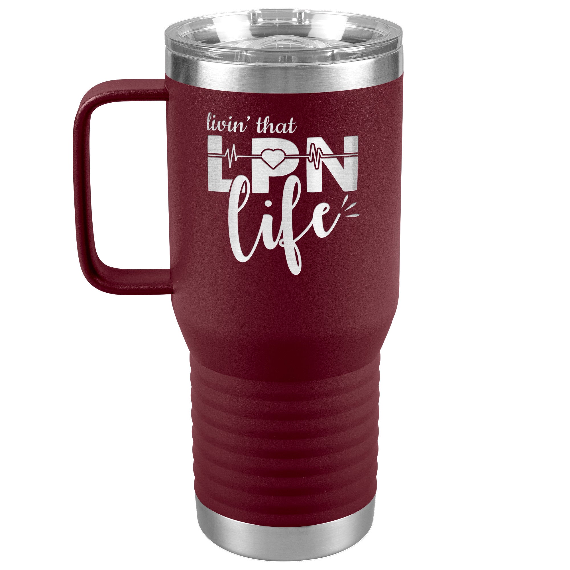 20 oz Travel Tumbler - 'Livin' That LPN Life' with EKG Monitor - Sip in Nursing Style!