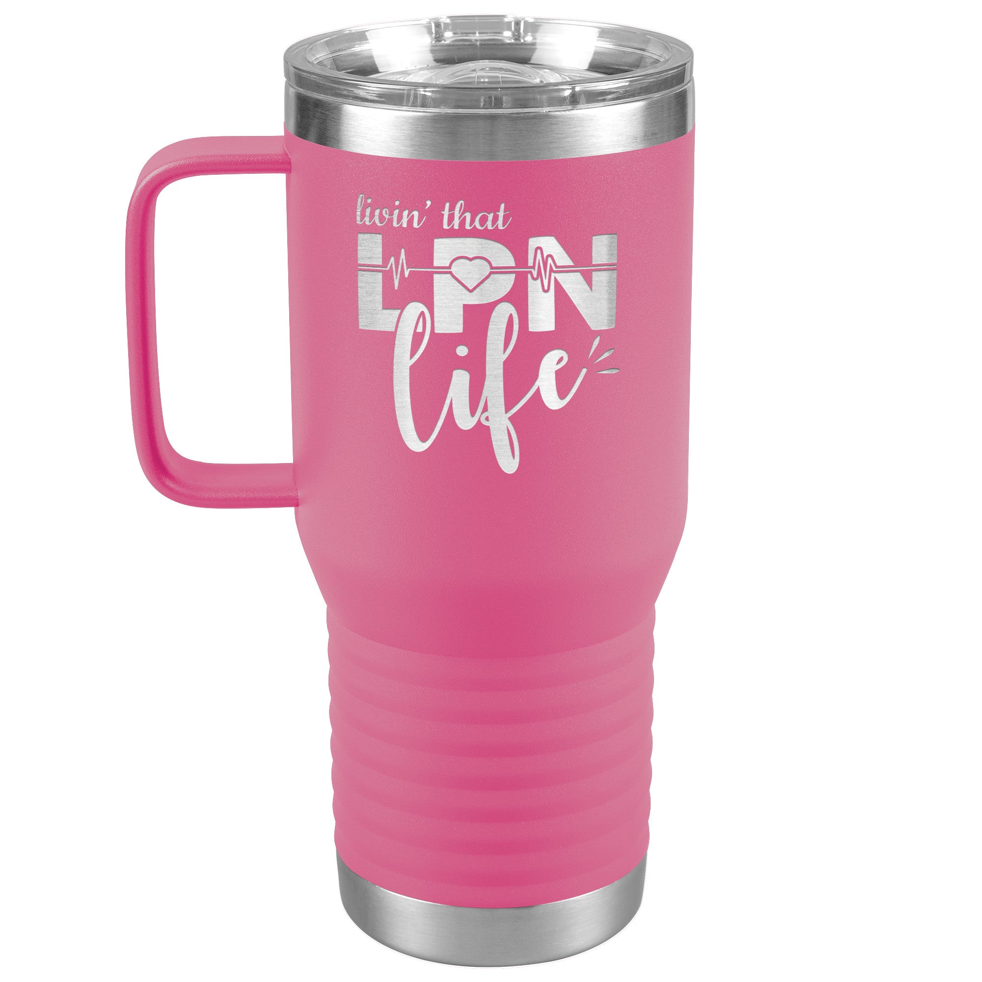 20 oz Travel Tumbler - 'Livin' That LPN Life' with EKG Monitor - Sip in Nursing Style!