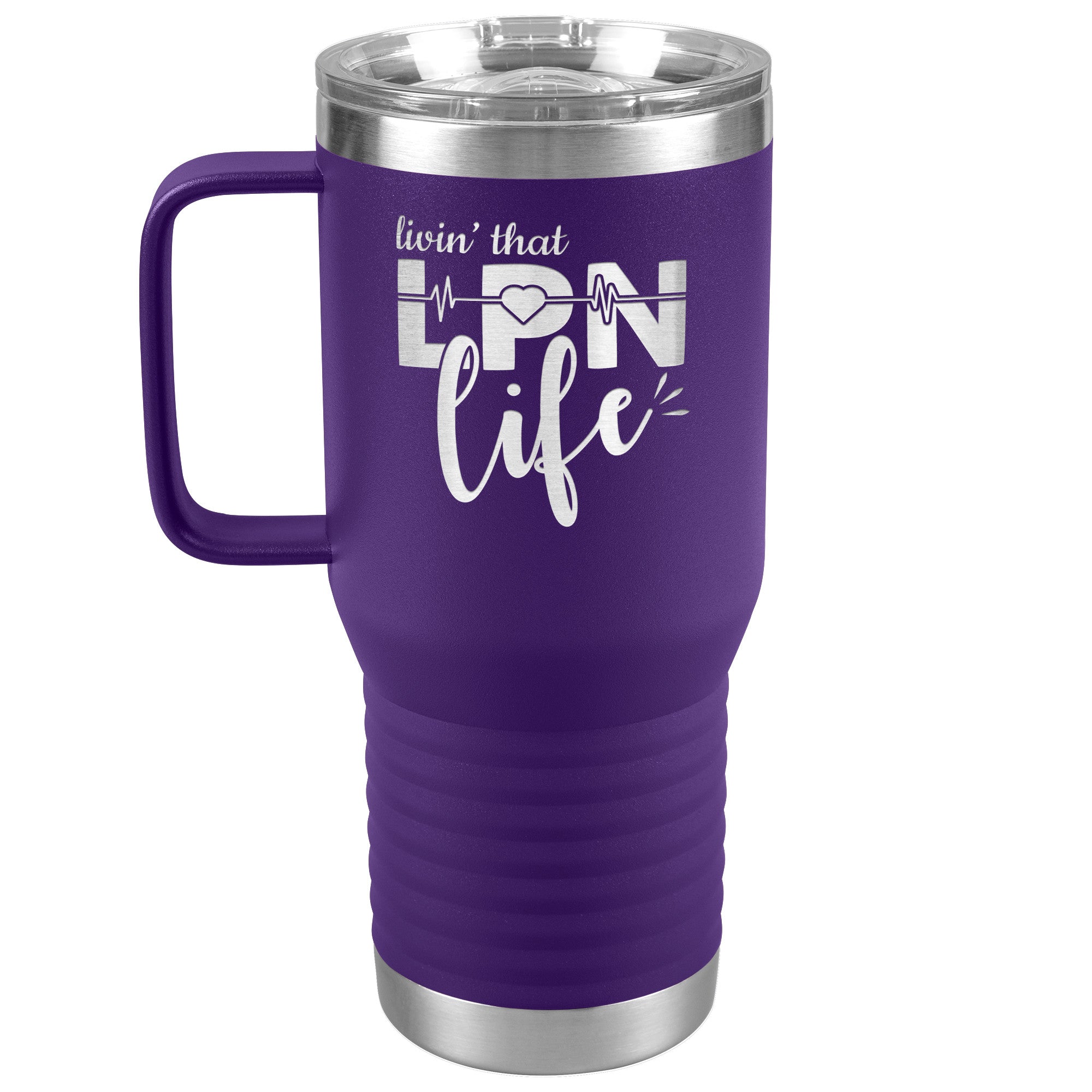 20 oz Travel Tumbler - 'Livin' That LPN Life' with EKG Monitor - Sip in Nursing Style!