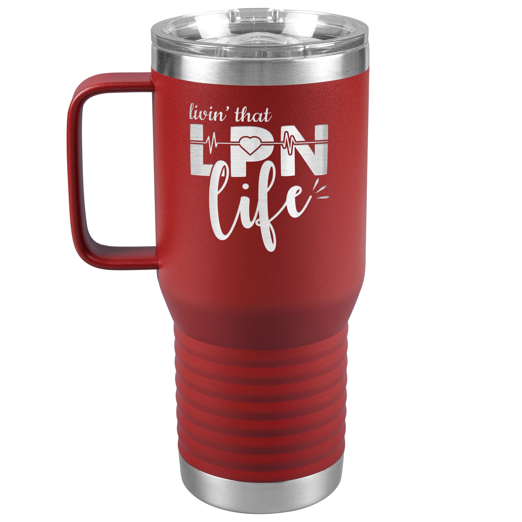20 oz Travel Tumbler - 'Livin' That LPN Life' with EKG Monitor - Sip in Nursing Style!