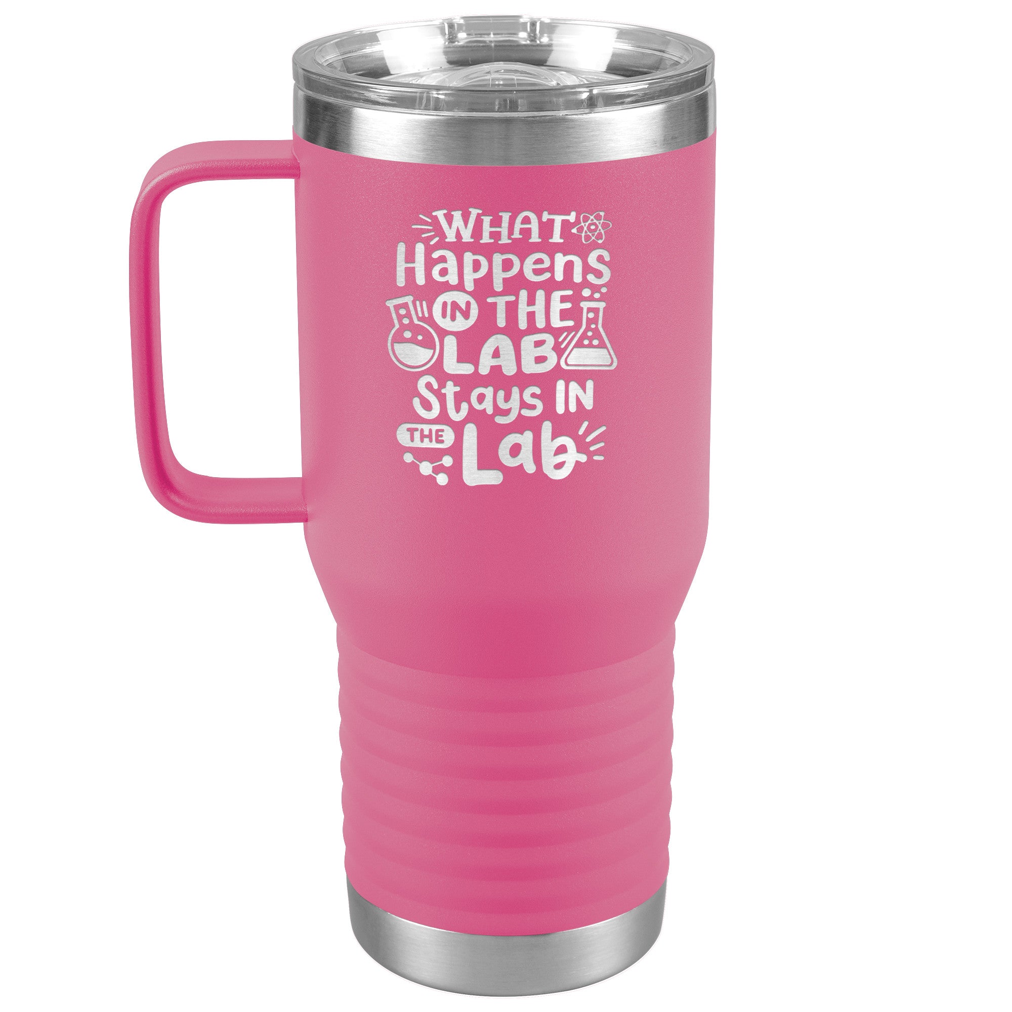 20 oz Travel Tumbler - 'What Happens in the Lab Stays in the Lab' with Lab Vials - Embrace Scientific Secrets!