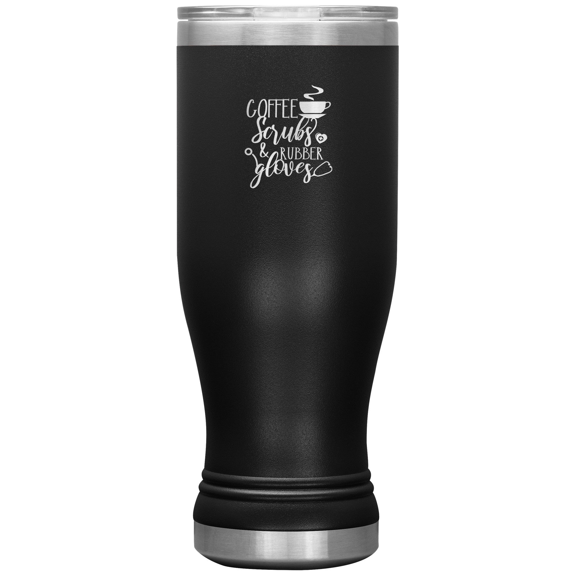 20oz BOHO Insulated Tumbler with "Coffee, Scrubs, and Rubber Gloves" Design – Perfect for Healthcare Professionals