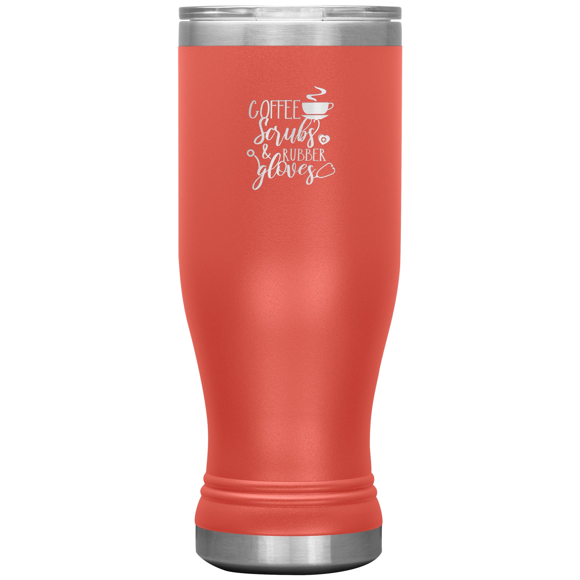 20oz BOHO Insulated Tumbler with "Coffee, Scrubs, and Rubber Gloves" Design – Perfect for Healthcare Professionals