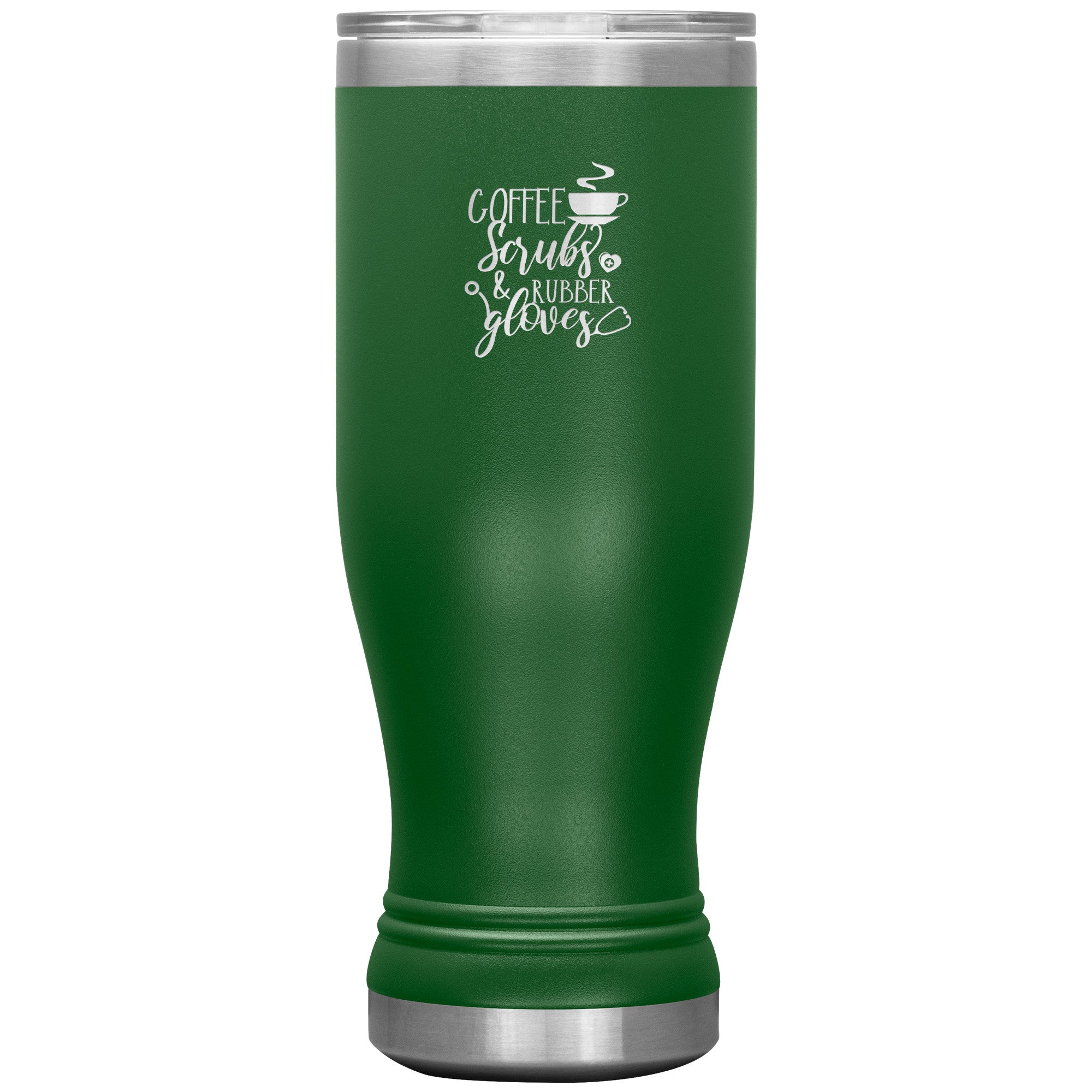 20oz BOHO Insulated Tumbler with "Coffee, Scrubs, and Rubber Gloves" Design – Perfect for Healthcare Professionals