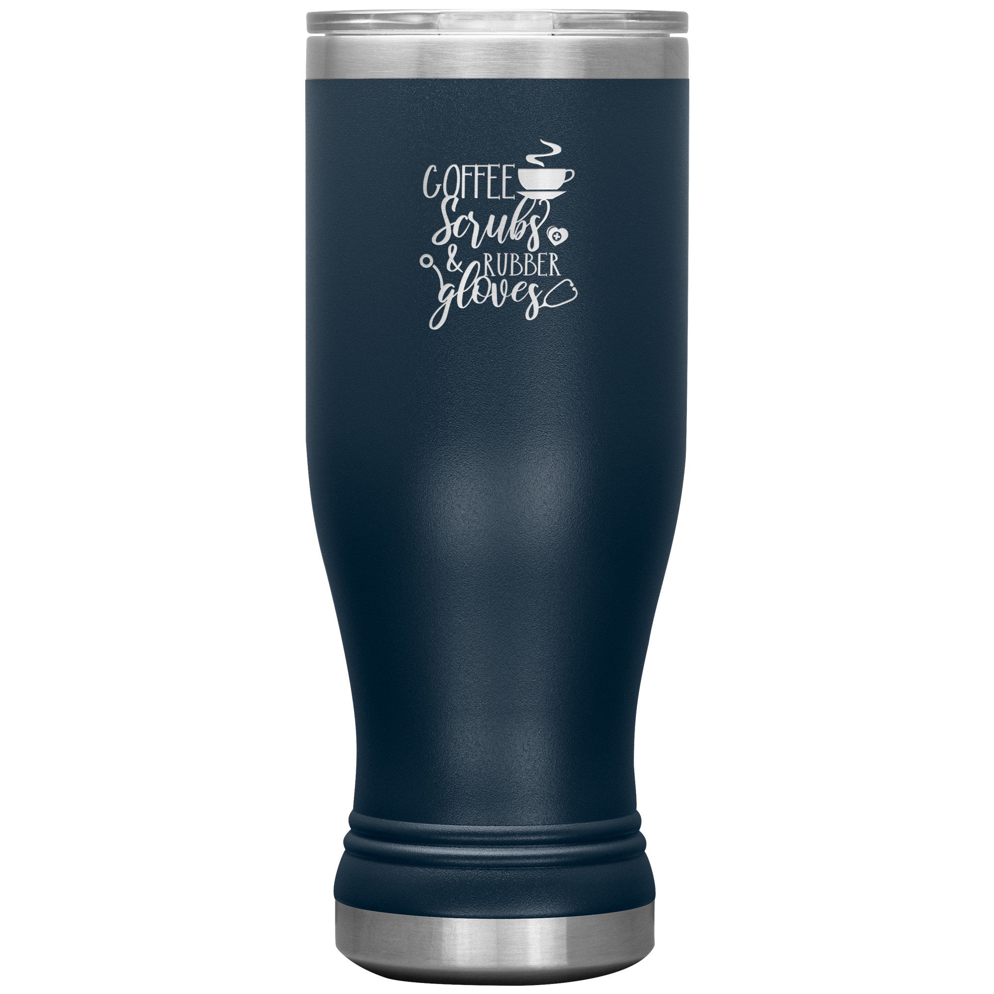 20oz BOHO Insulated Tumbler with "Coffee, Scrubs, and Rubber Gloves" Design – Perfect for Healthcare Professionals