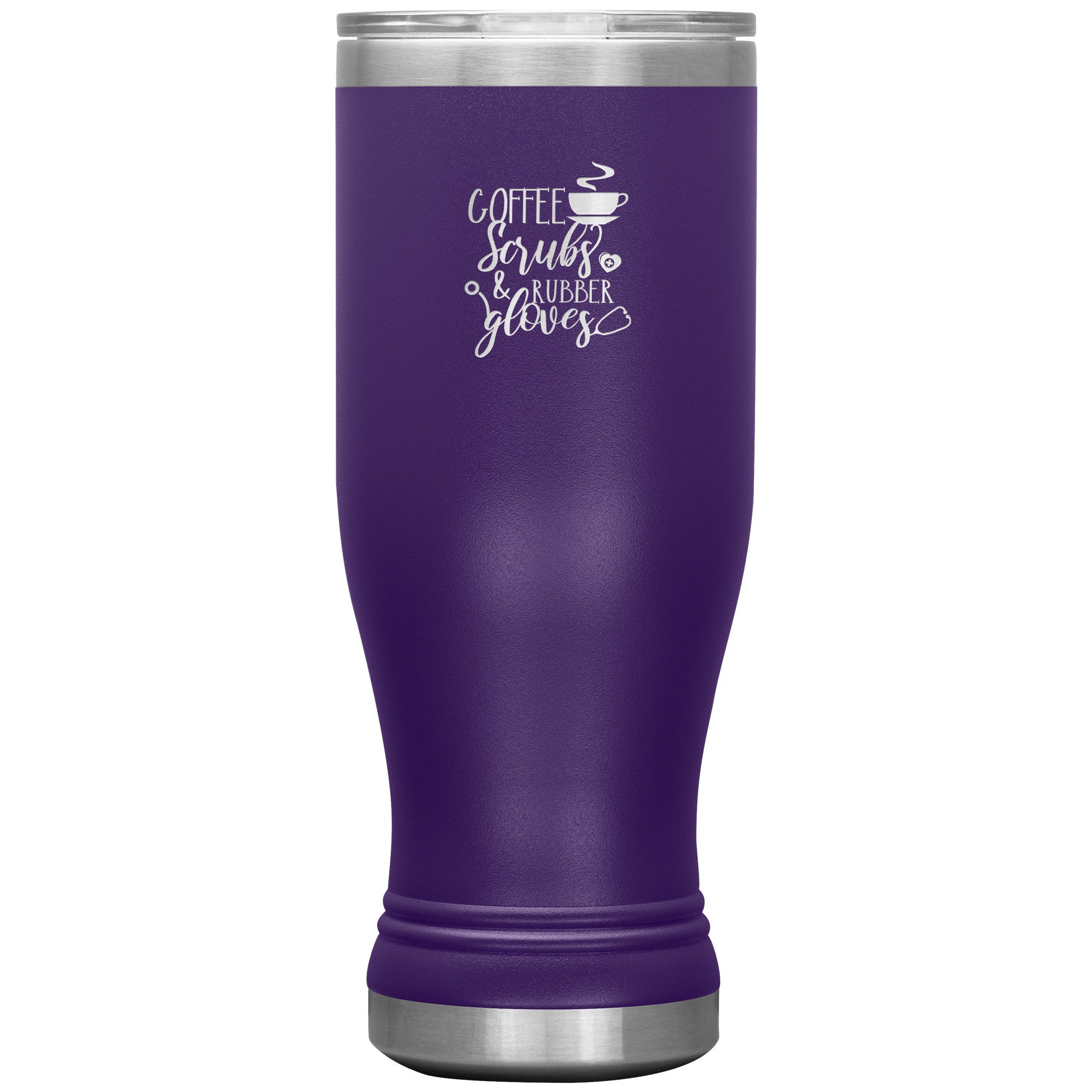 20oz BOHO Insulated Tumbler with "Coffee, Scrubs, and Rubber Gloves" Design – Perfect for Healthcare Professionals
