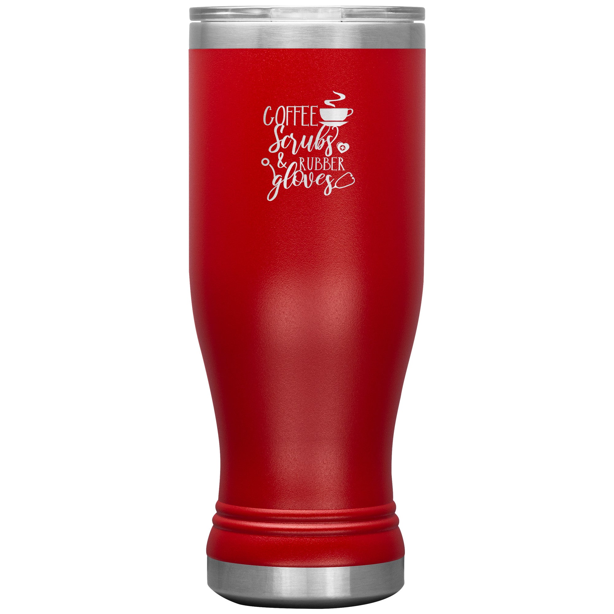 20oz BOHO Insulated Tumbler with "Coffee, Scrubs, and Rubber Gloves" Design – Perfect for Healthcare Professionals