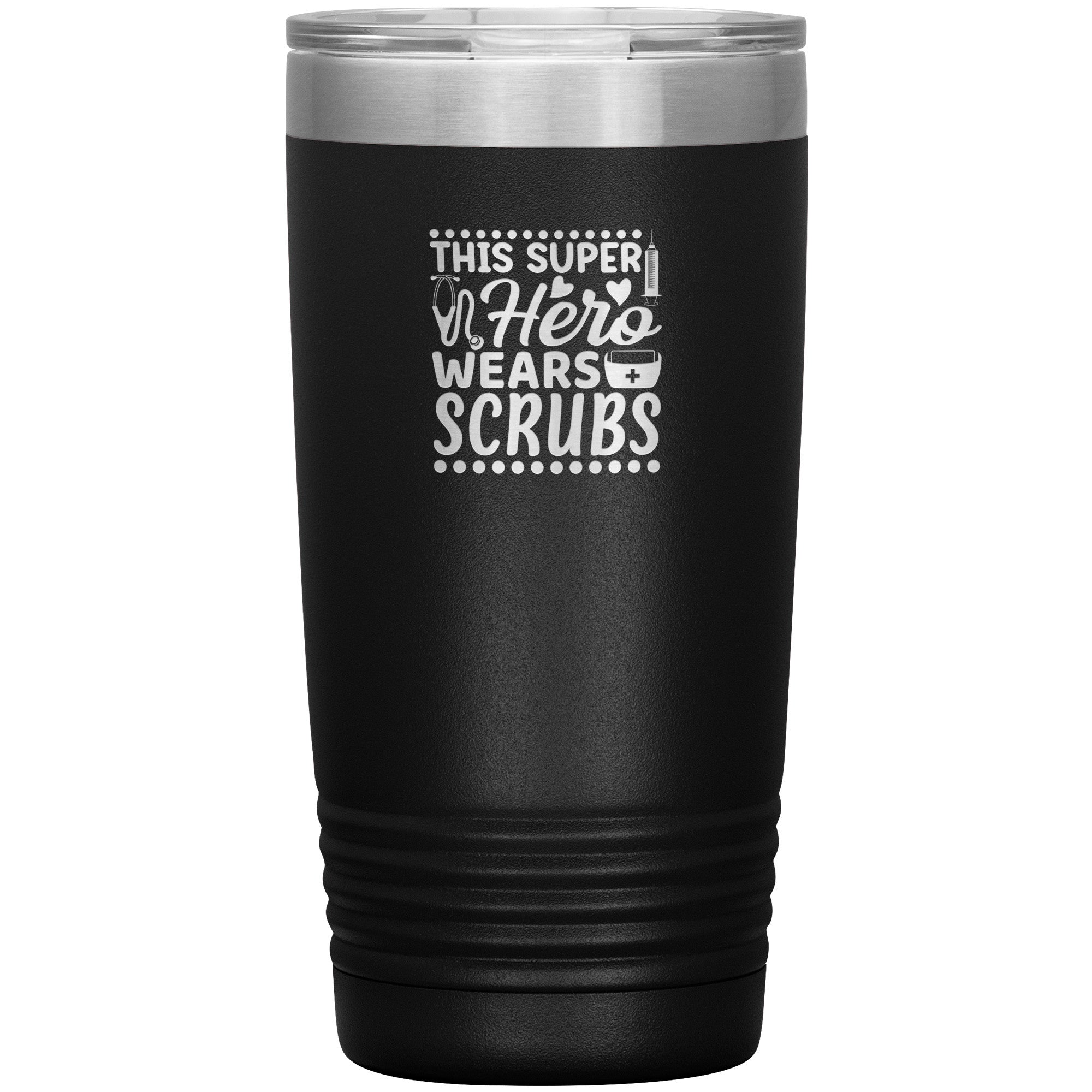 20oz Polar Camel Insulated Tumbler with "This Super Hero Wears Scrubs" Design – Perfect Gift for Healthcare Heroes