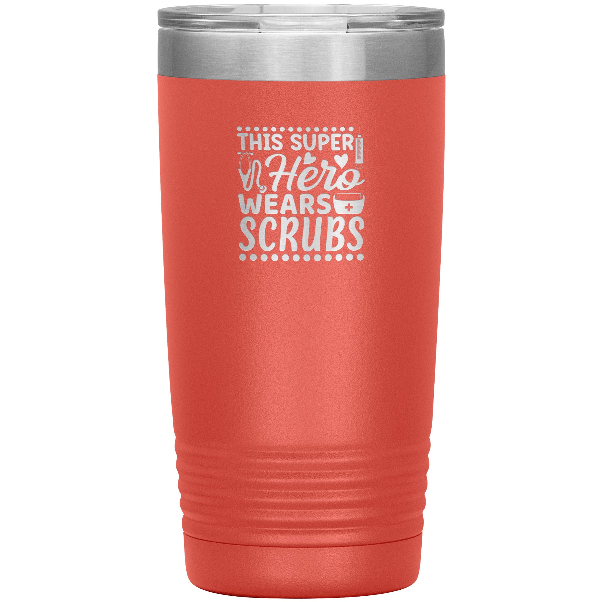 20oz Polar Camel Insulated Tumbler with "This Super Hero Wears Scrubs" Design – Perfect Gift for Healthcare Heroes