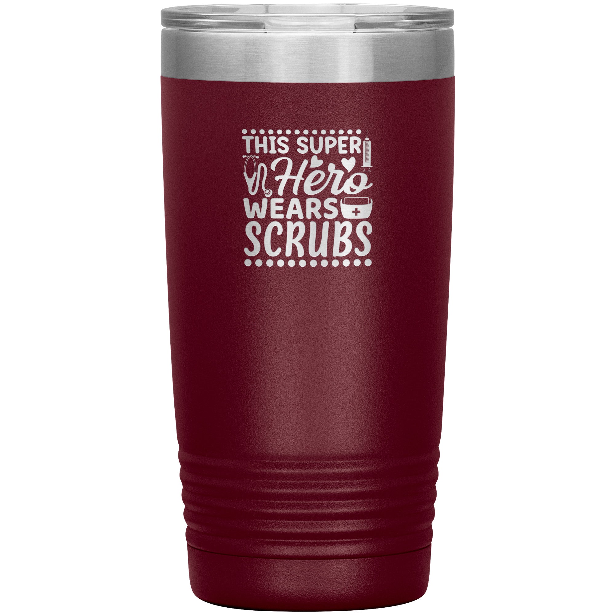 20oz Polar Camel Insulated Tumbler with "This Super Hero Wears Scrubs" Design – Perfect Gift for Healthcare Heroes
