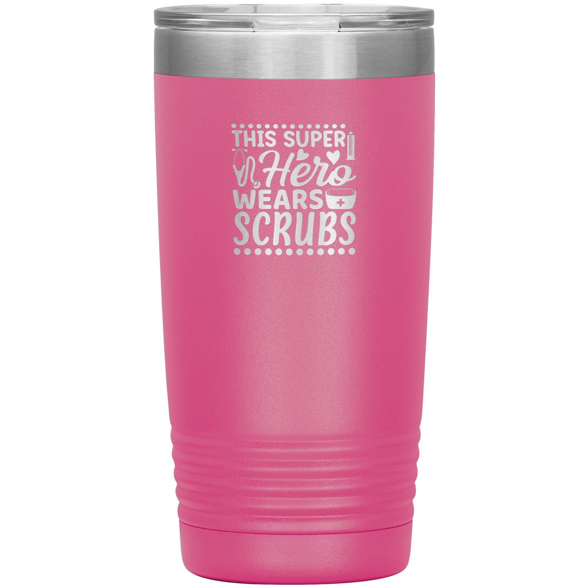 20oz Polar Camel Insulated Tumbler with "This Super Hero Wears Scrubs" Design – Perfect Gift for Healthcare Heroes