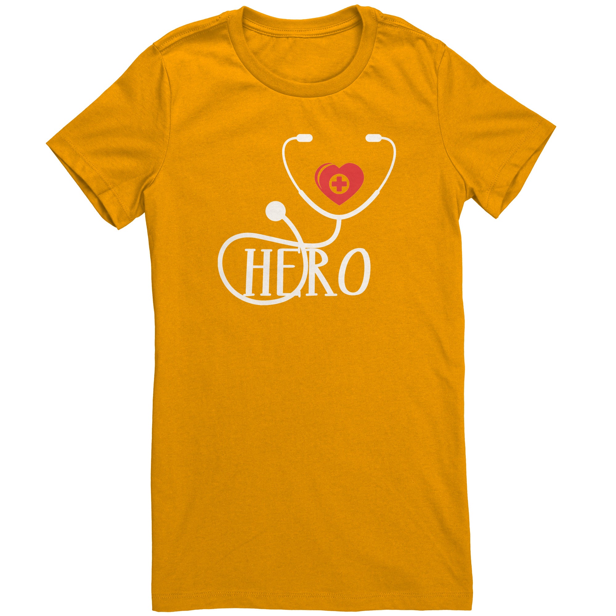 Bella Crew Neck Shirt - Healthcare Hero with Red Heart and Medical Cross Design