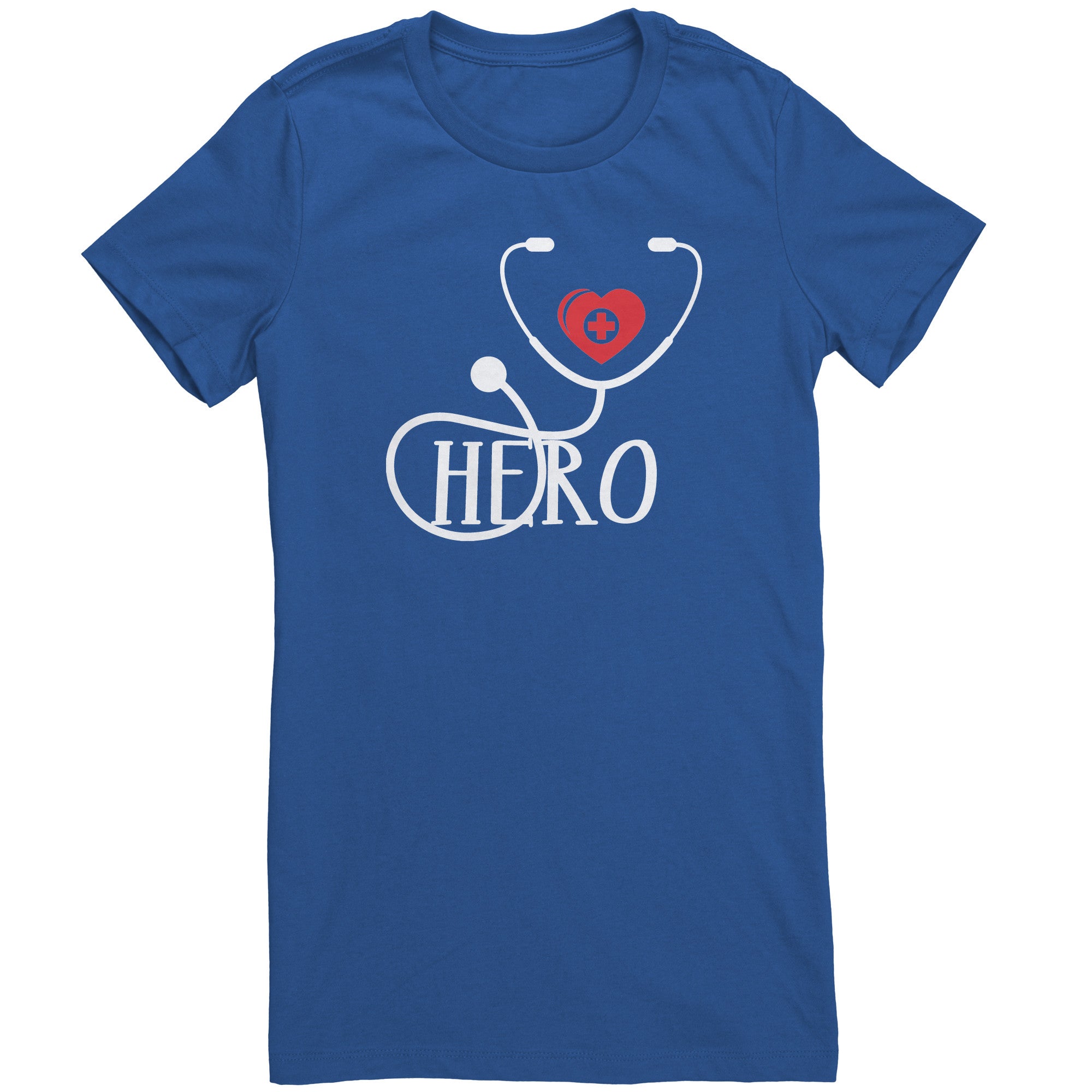 Bella Crew Neck Shirt - Healthcare Hero with Red Heart and Medical Cross Design