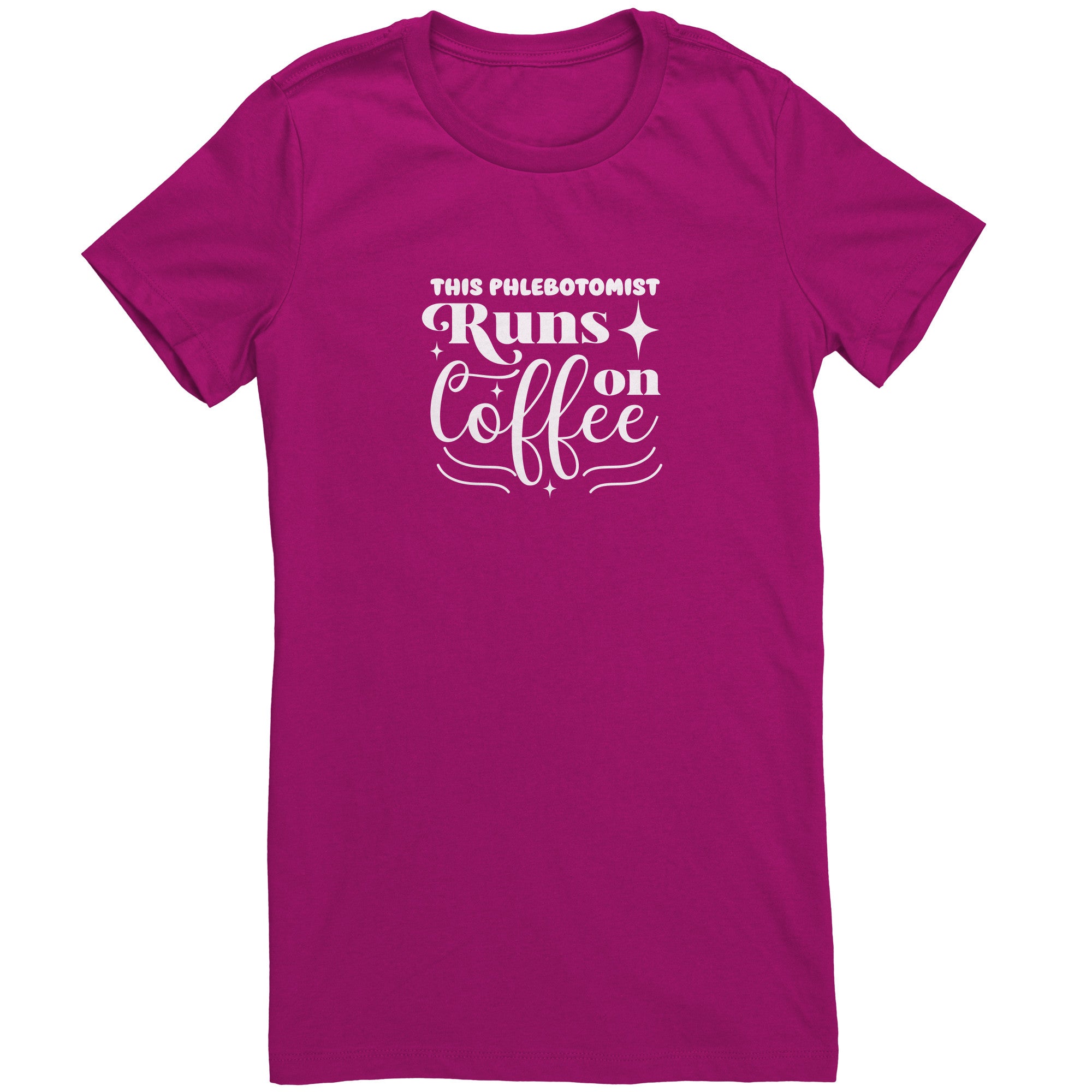 Bella Ladies Crew Neck T-Shirt for Phlebotomists - Fueling Your Day with Coffee and Comfort