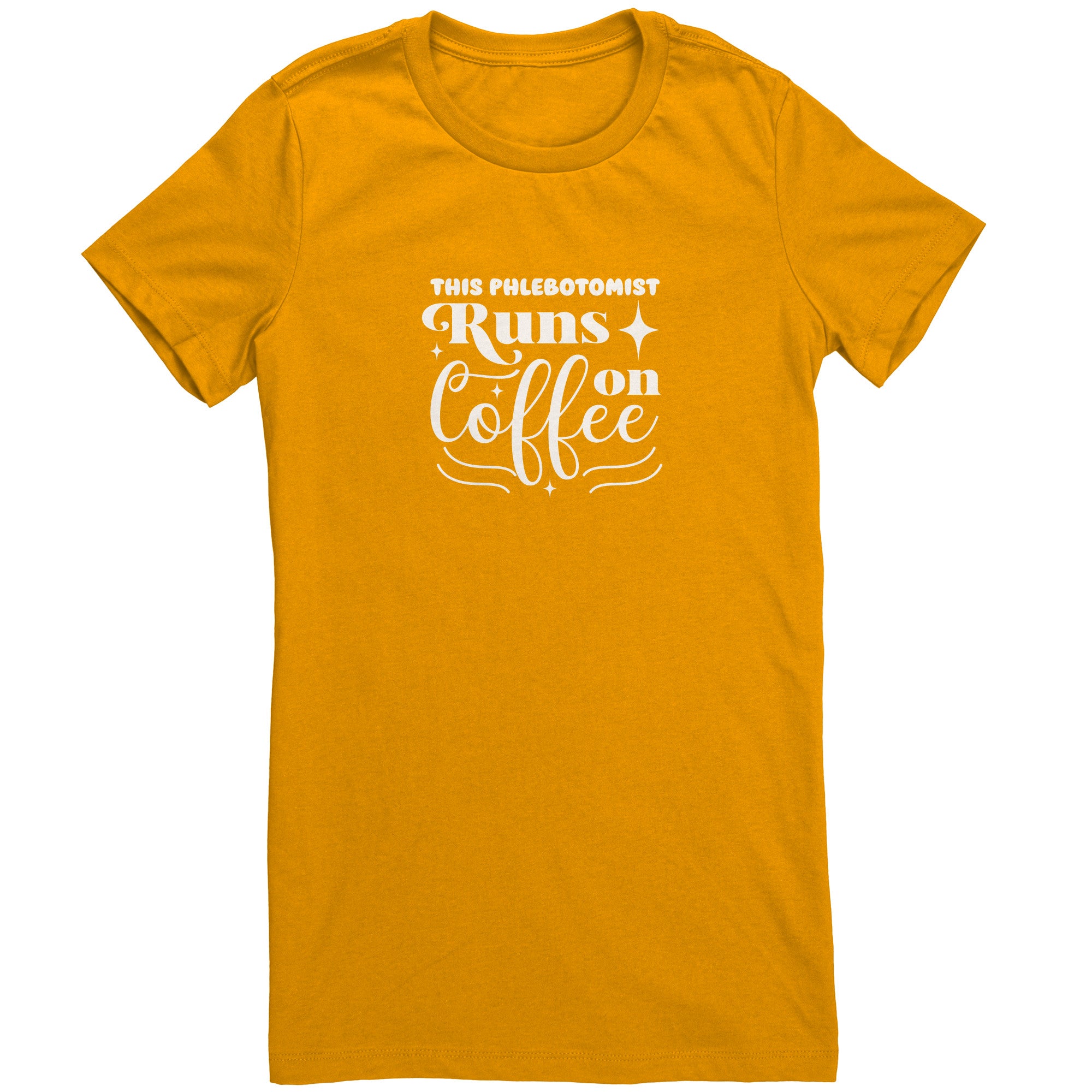 Bella Ladies Crew Neck T-Shirt for Phlebotomists - Fueling Your Day with Coffee and Comfort