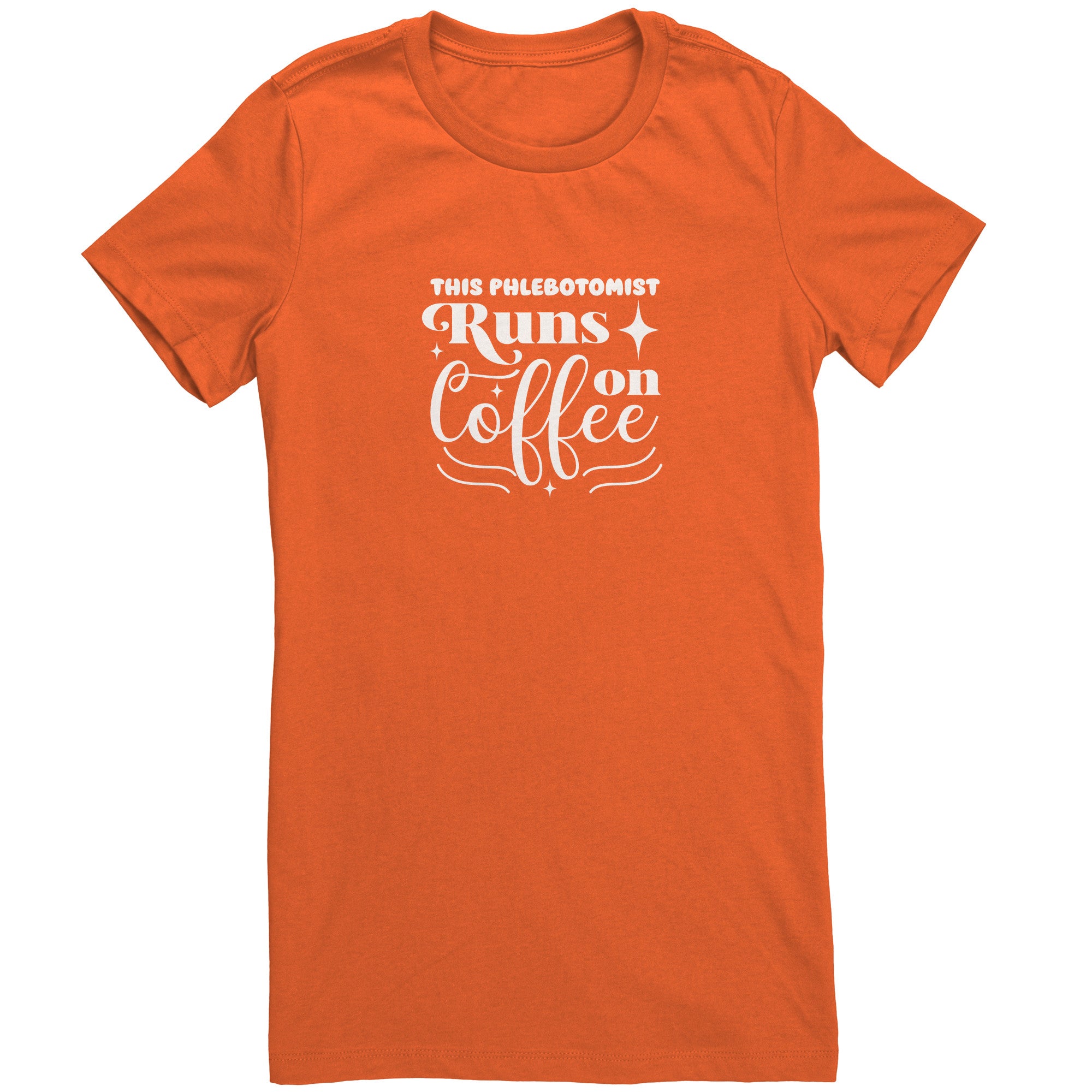 Bella Ladies Crew Neck T-Shirt for Phlebotomists - Fueling Your Day with Coffee and Comfort