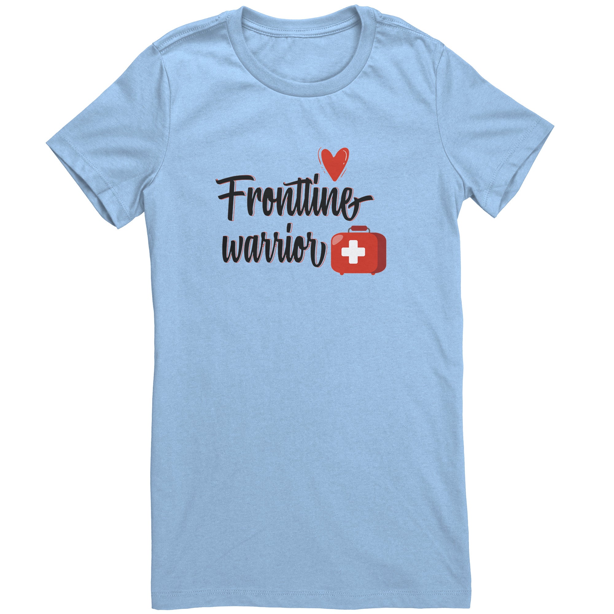 Bella Crew Neck Shirt - Frontline Warrior with Red Medical Bag and Heart Design