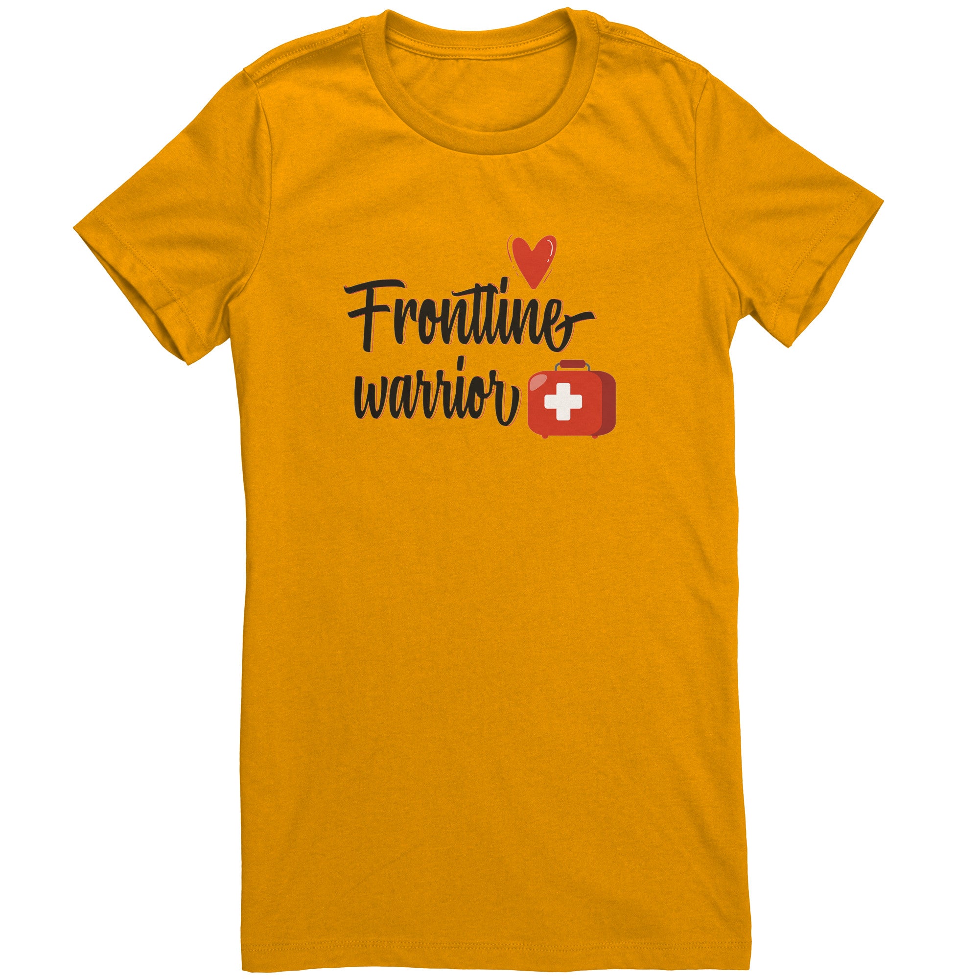 Bella Crew Neck Shirt - Frontline Warrior with Red Medical Bag and Heart Design