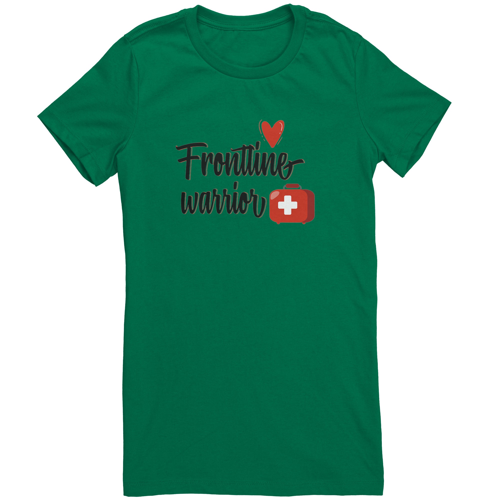 Bella Crew Neck Shirt - Frontline Warrior with Red Medical Bag and Heart Design