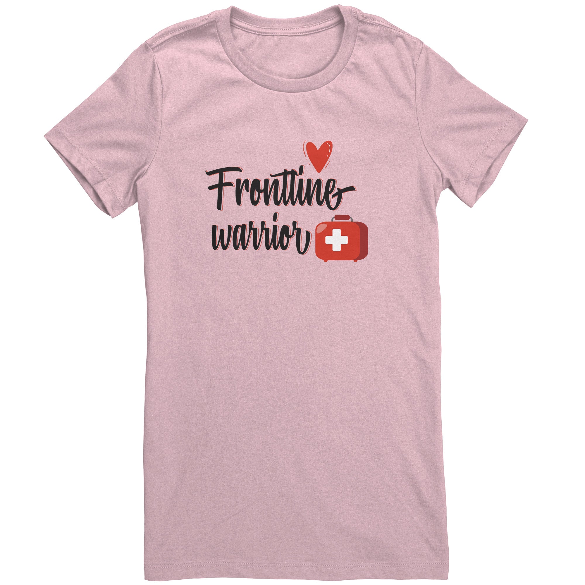 Bella Crew Neck Shirt - Frontline Warrior with Red Medical Bag and Heart Design
