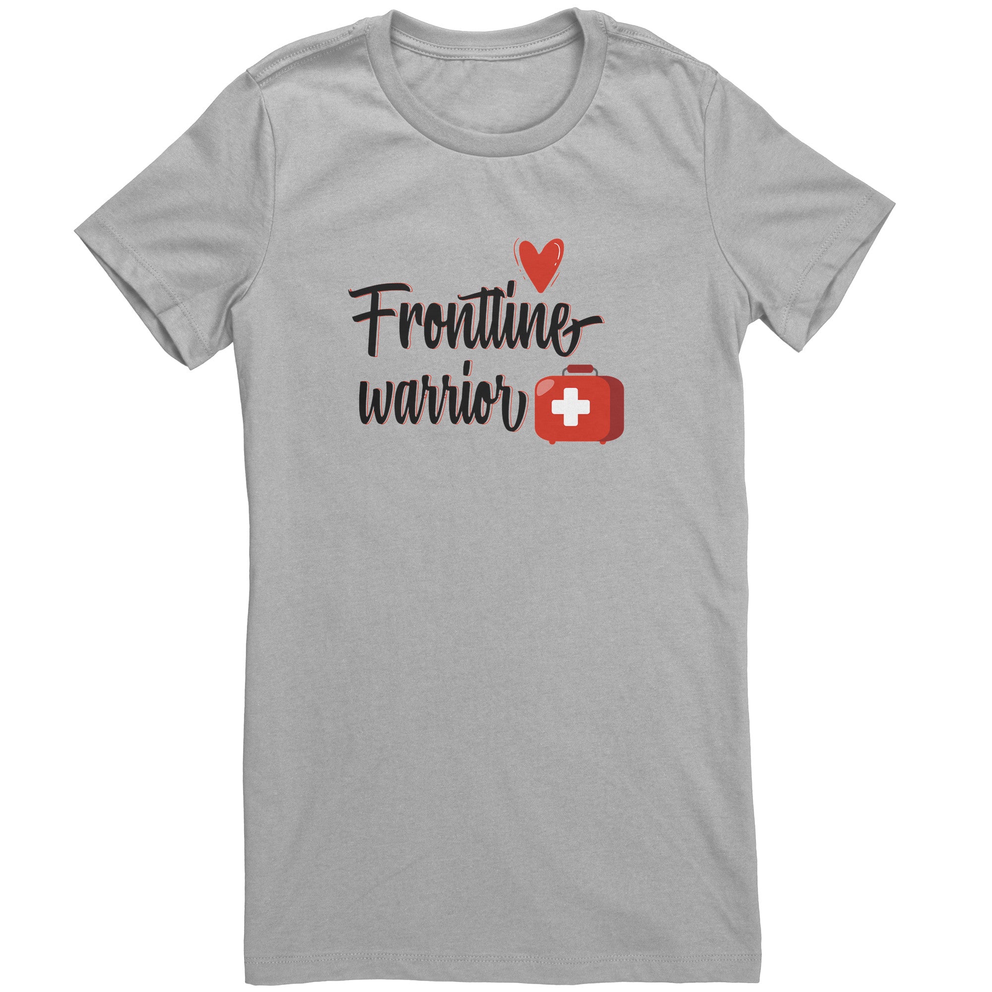 Bella Crew Neck Shirt - Frontline Warrior with Red Medical Bag and Heart Design