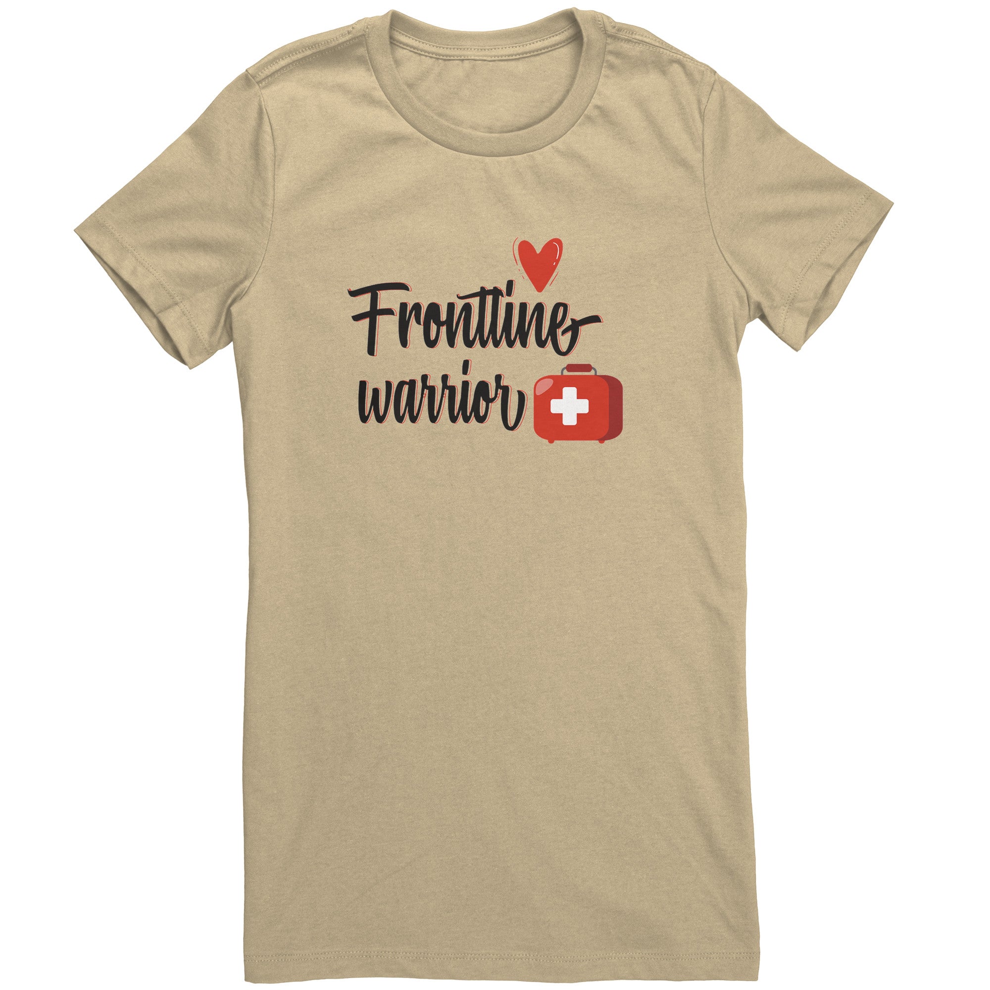 Bella Crew Neck Shirt - Frontline Warrior with Red Medical Bag and Heart Design
