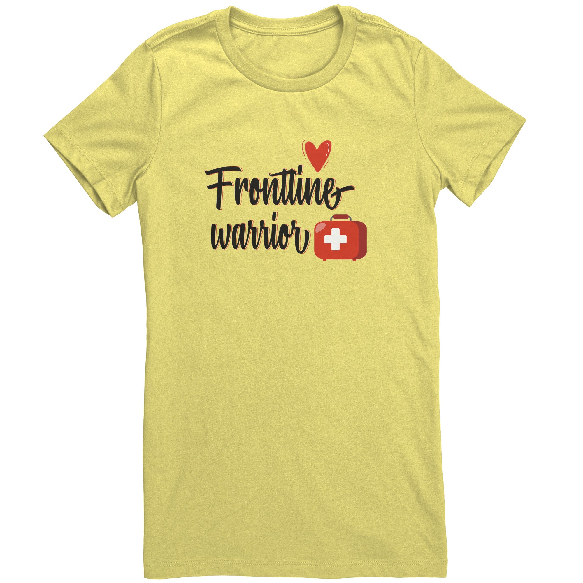 Bella Crew Neck Shirt - Frontline Warrior with Red Medical Bag and Heart Design