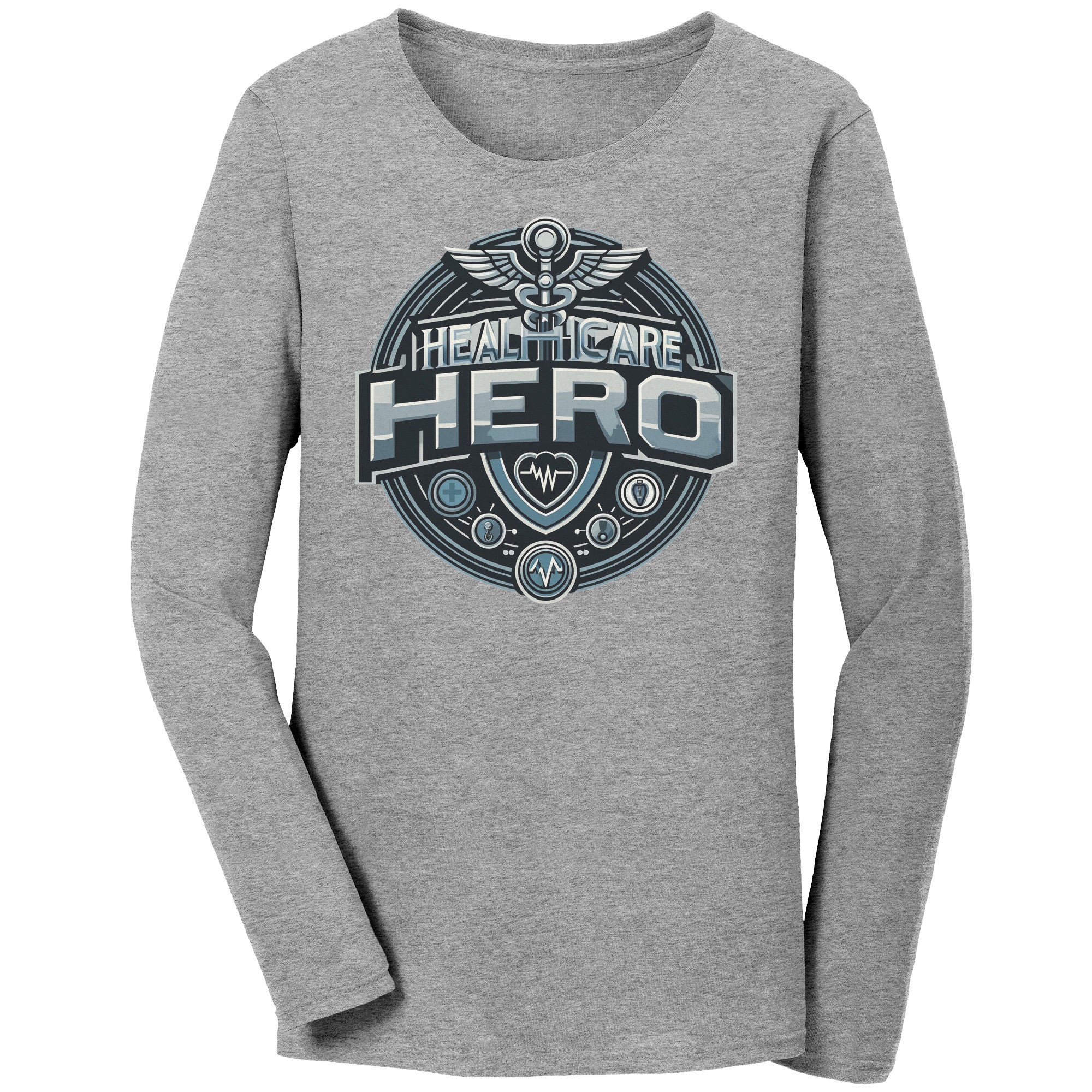 Bella Long Sleeve Shirt - Healthcare Hero with EKG Monitor and Medical Symbol Design