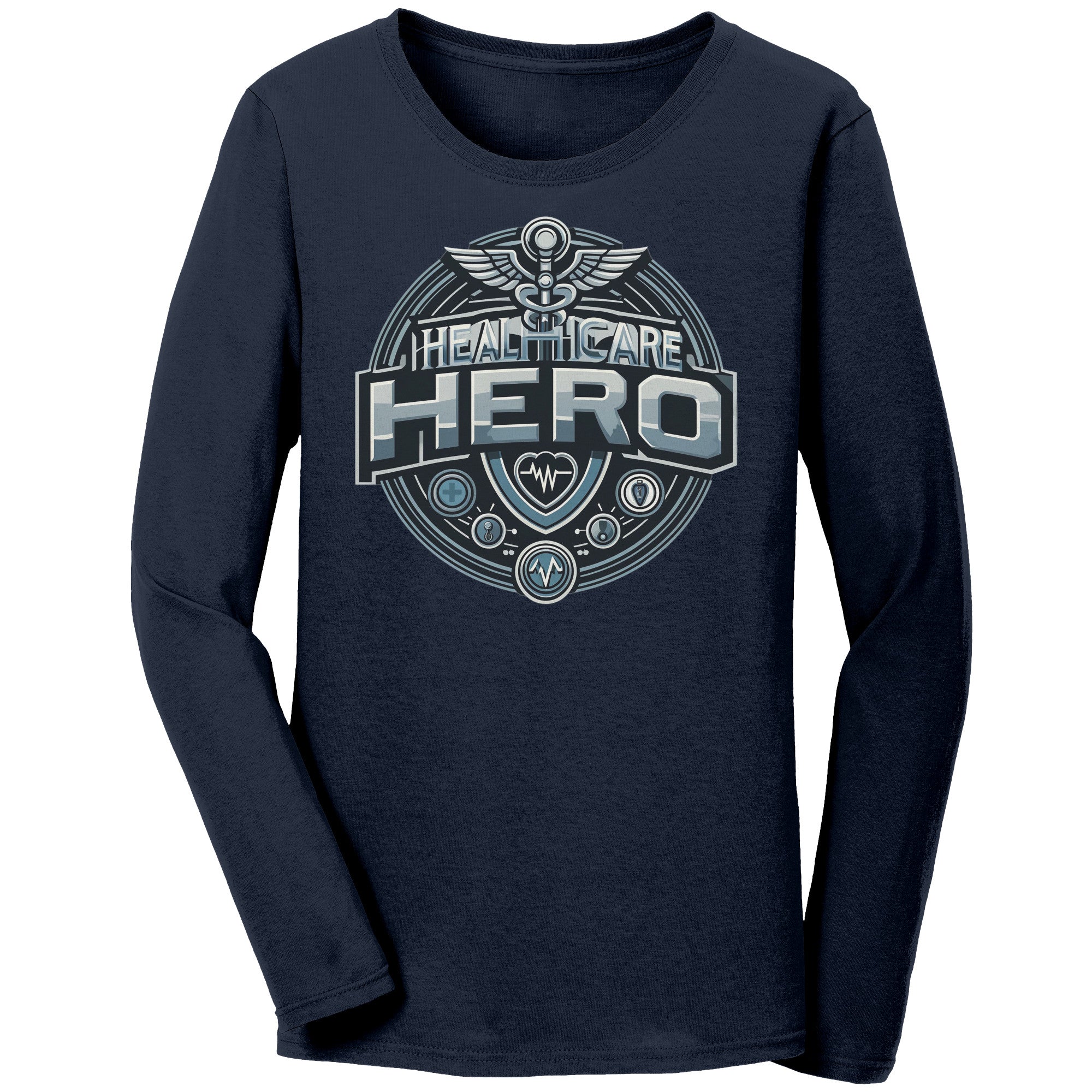Bella Long Sleeve Shirt - Healthcare Hero with EKG Monitor and Medical Symbol Design