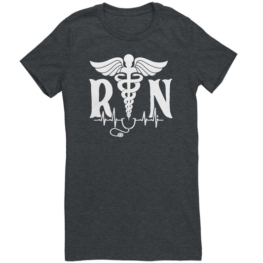Bella Pro Nurse Crew Neck T-Shirt - RN Symbol, Stethoscope & EKG Design