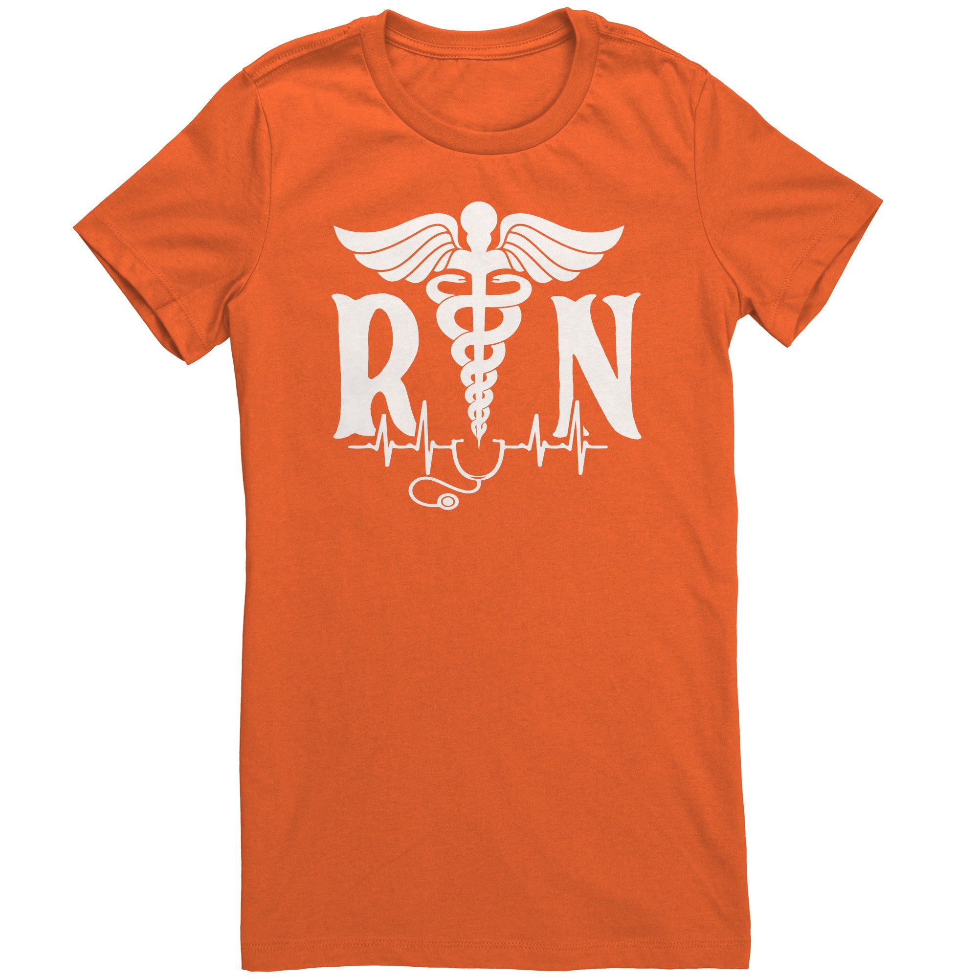 Bella Pro Nurse Crew Neck T-Shirt - RN Symbol, Stethoscope & EKG Design