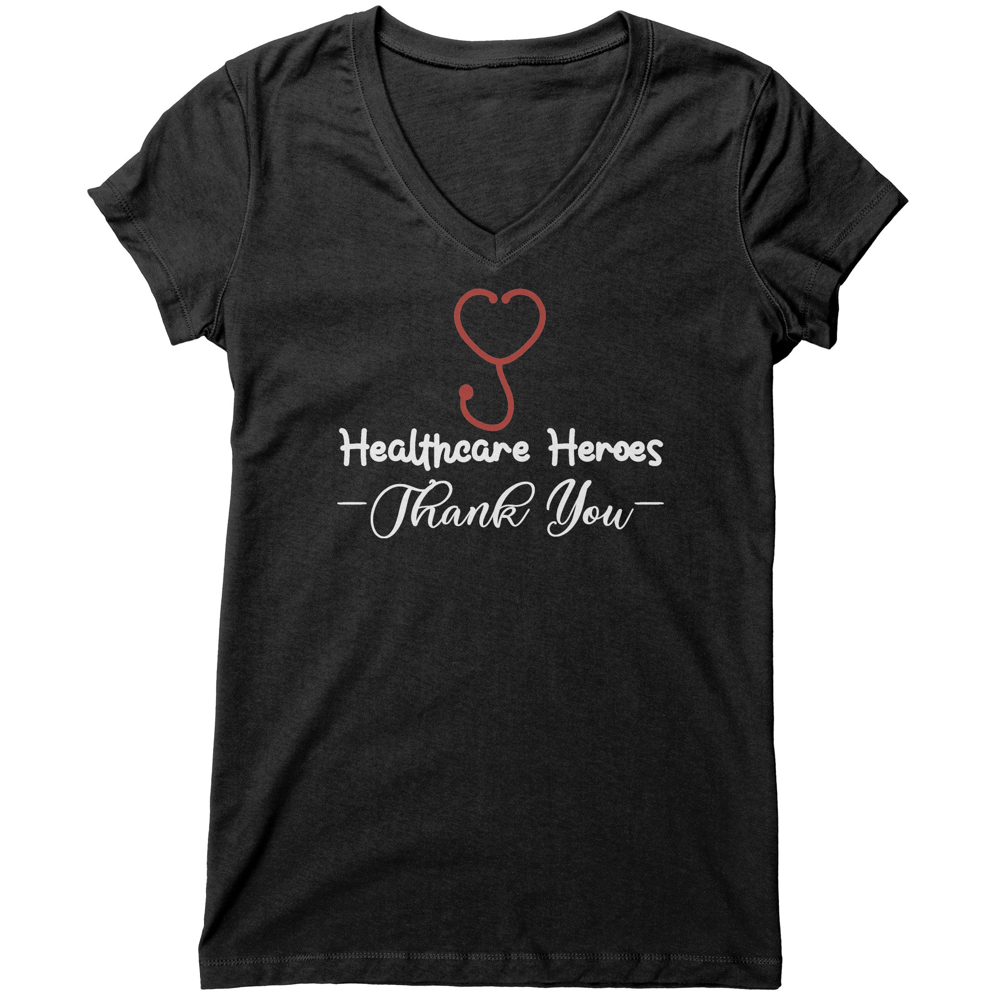 Bella Women's V-Neck T-Shirt - Healthcare Heroes with Heart Stethoscope Design