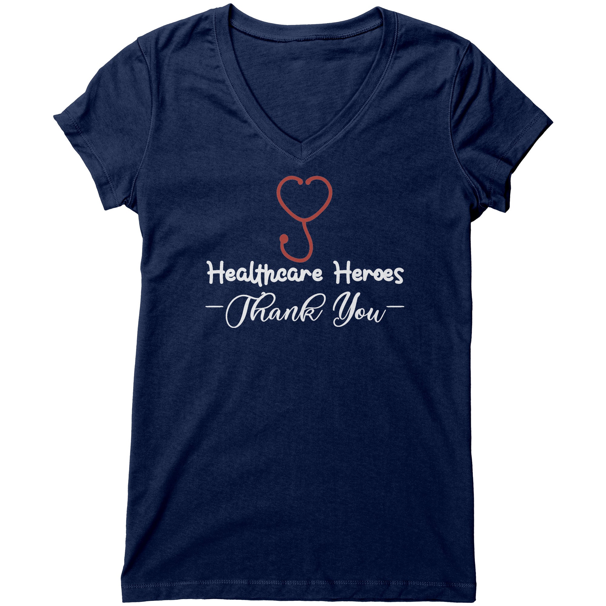 Bella Women's V-Neck T-Shirt - Healthcare Heroes with Heart Stethoscope Design