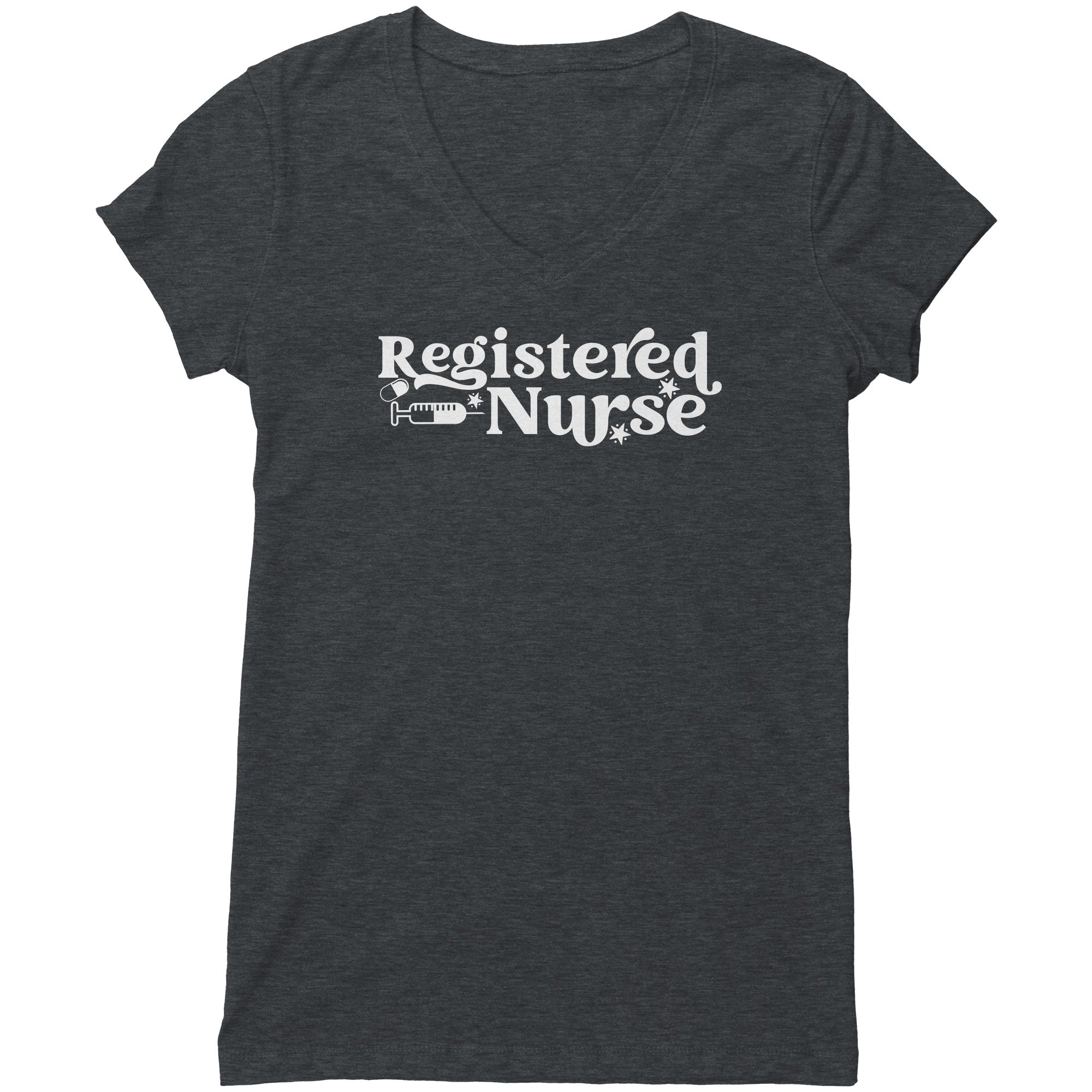 Bella Women's V-Neck T-Shirt for Registered Nurses: Modern, Relaxed Fit with Stylish Design