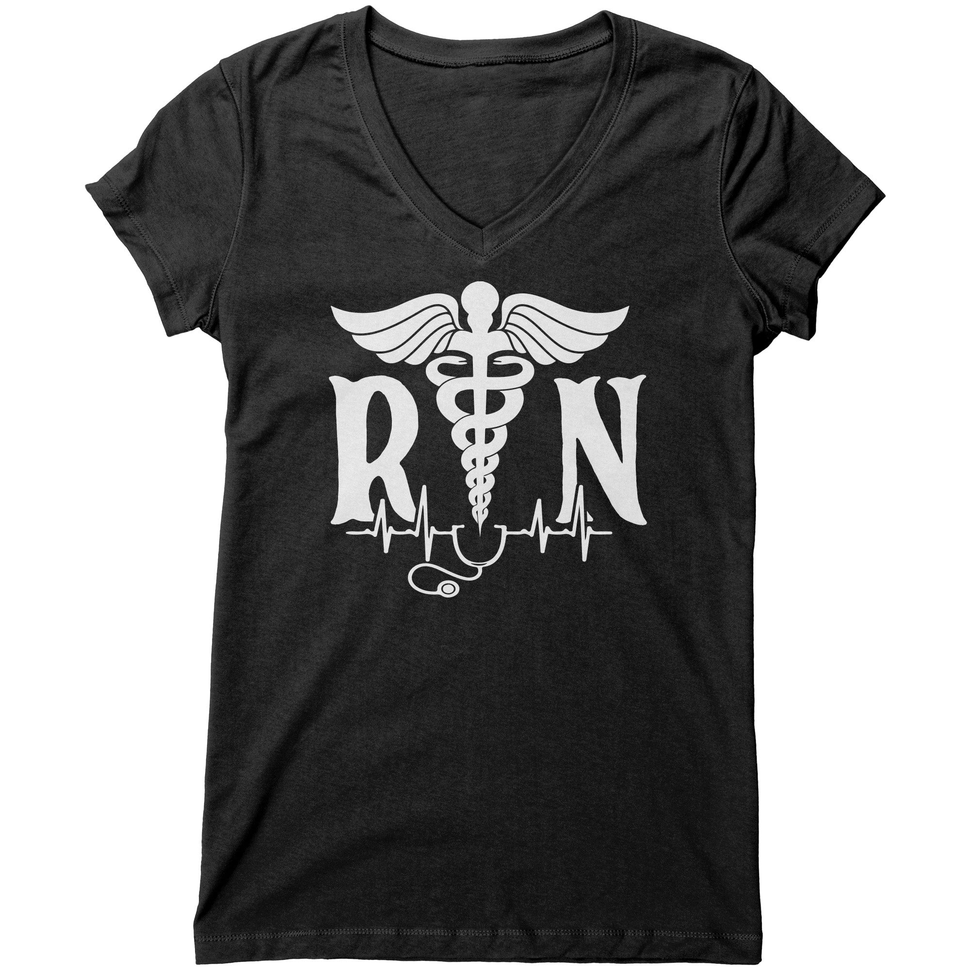 Bella Women's V-Neck T-Shirt for Registered Nurses: Comfort Meets Style with Medical-Inspired Design