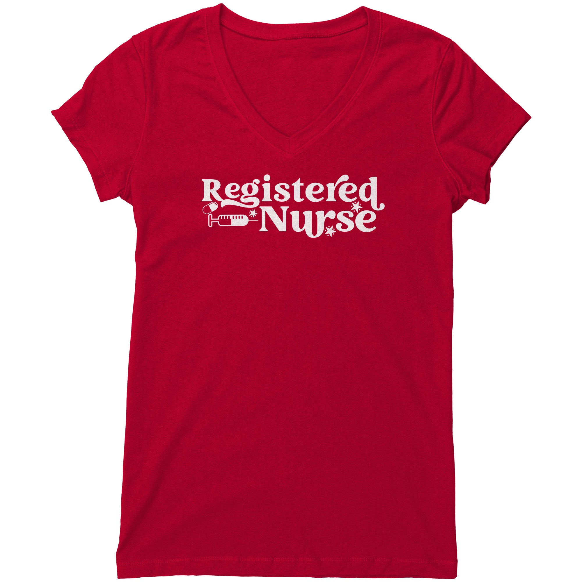 Bella Women's V-Neck T-Shirt for Registered Nurses: Modern, Relaxed Fit with Stylish Design