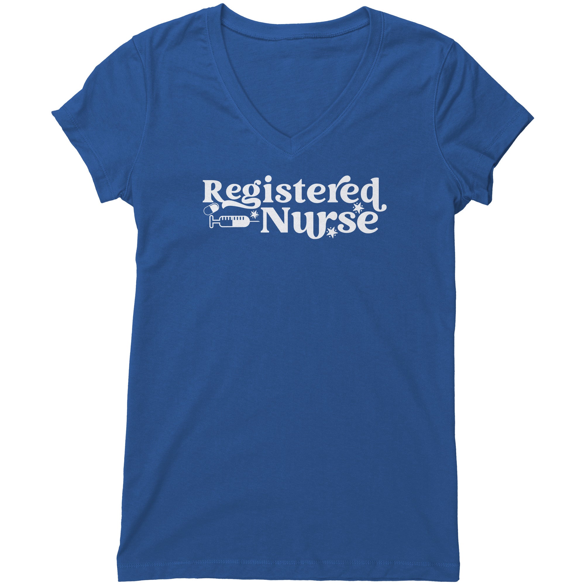 Bella Women's V-Neck T-Shirt for Registered Nurses: Modern, Relaxed Fit with Stylish Design