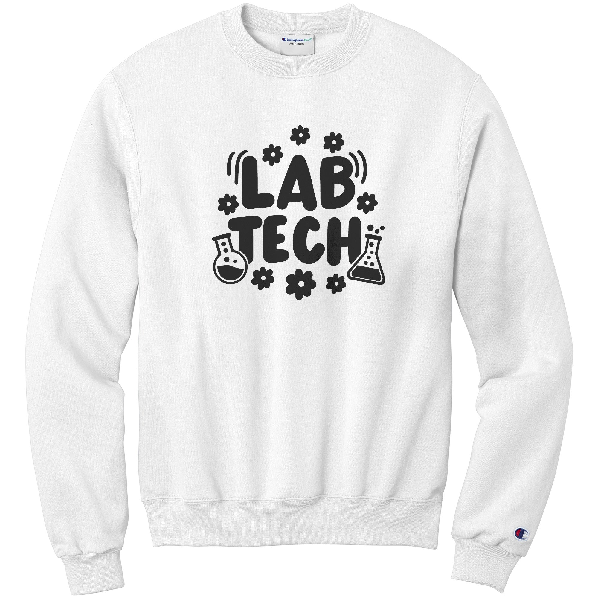 Blossom in the Lab: 'Lab Tech' Sweatshirt with Daisy and Vial Design