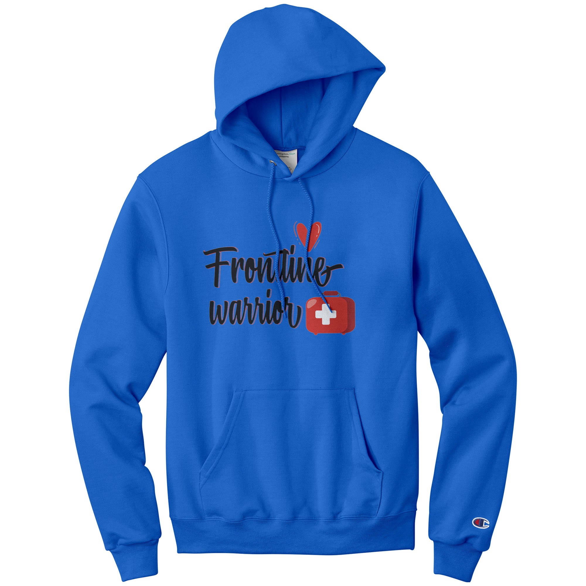 Champion Hoodie - Frontline Warrior with Red Heart and Medical Bag Design