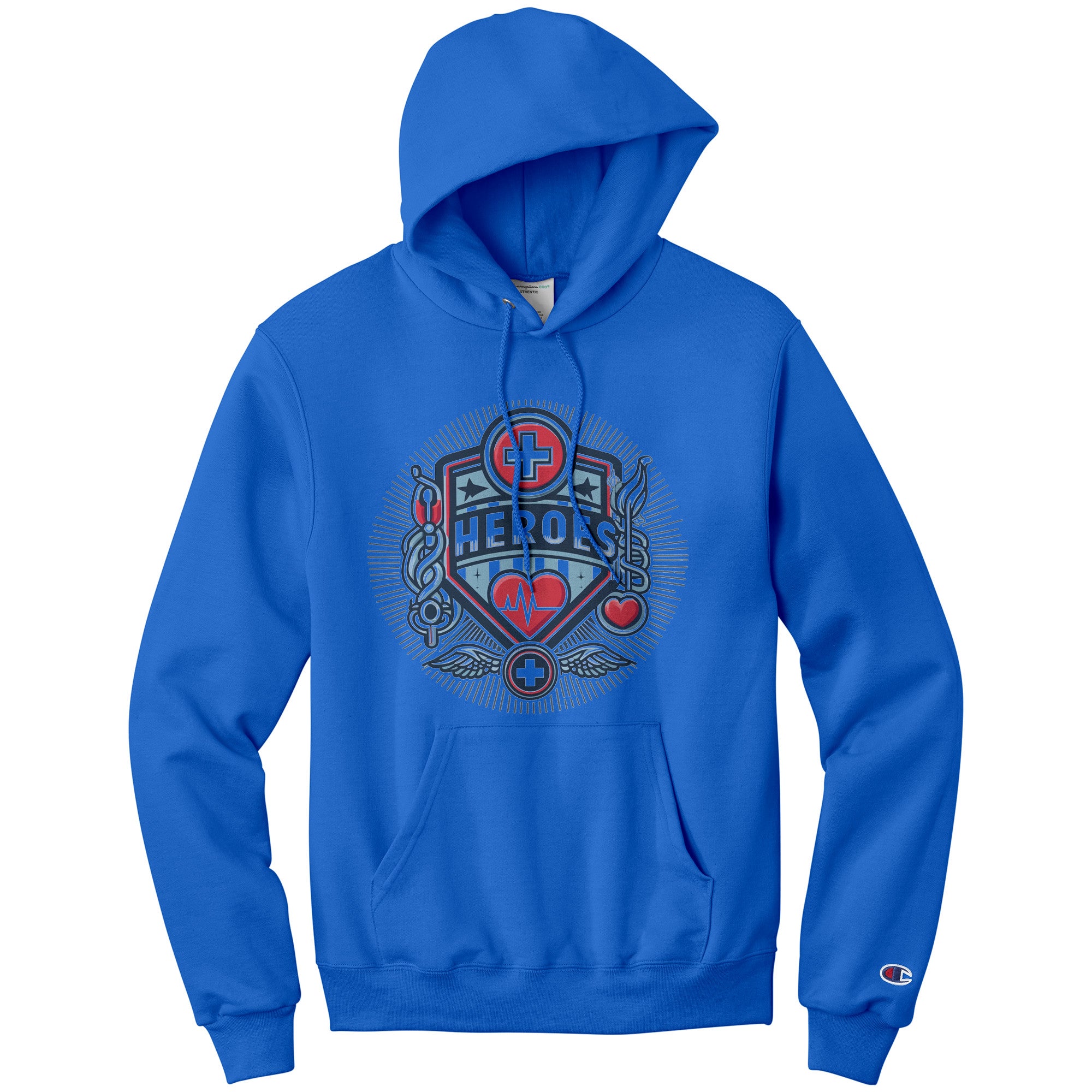 Champion Hoodie - Medical Heroes with Heartbeat and Cross Design