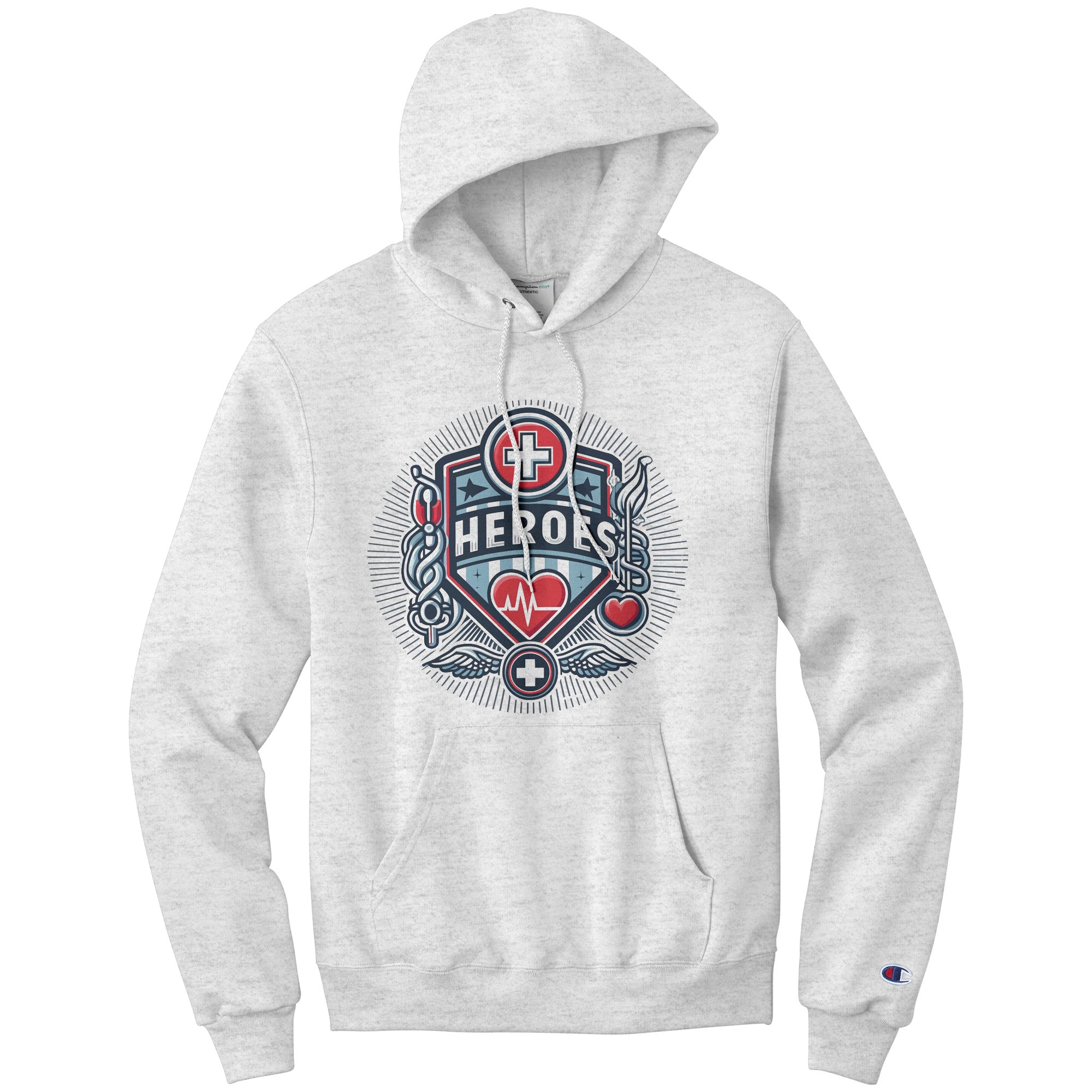 Champion Hoodie - Medical Heroes with Heartbeat and Cross Design