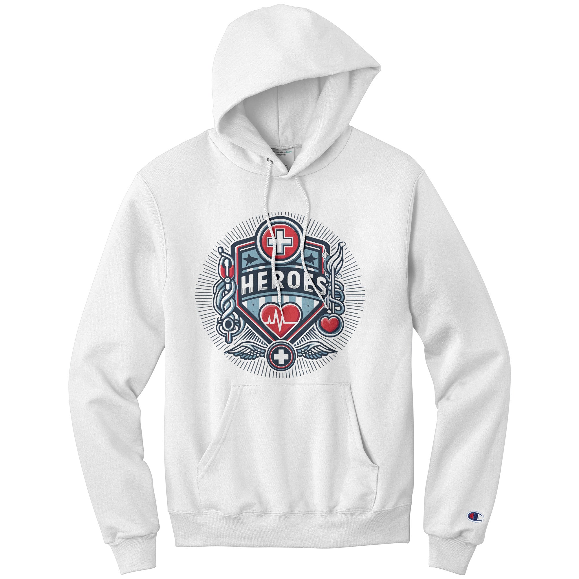 Champion Hoodie - Medical Heroes with Heartbeat and Cross Design