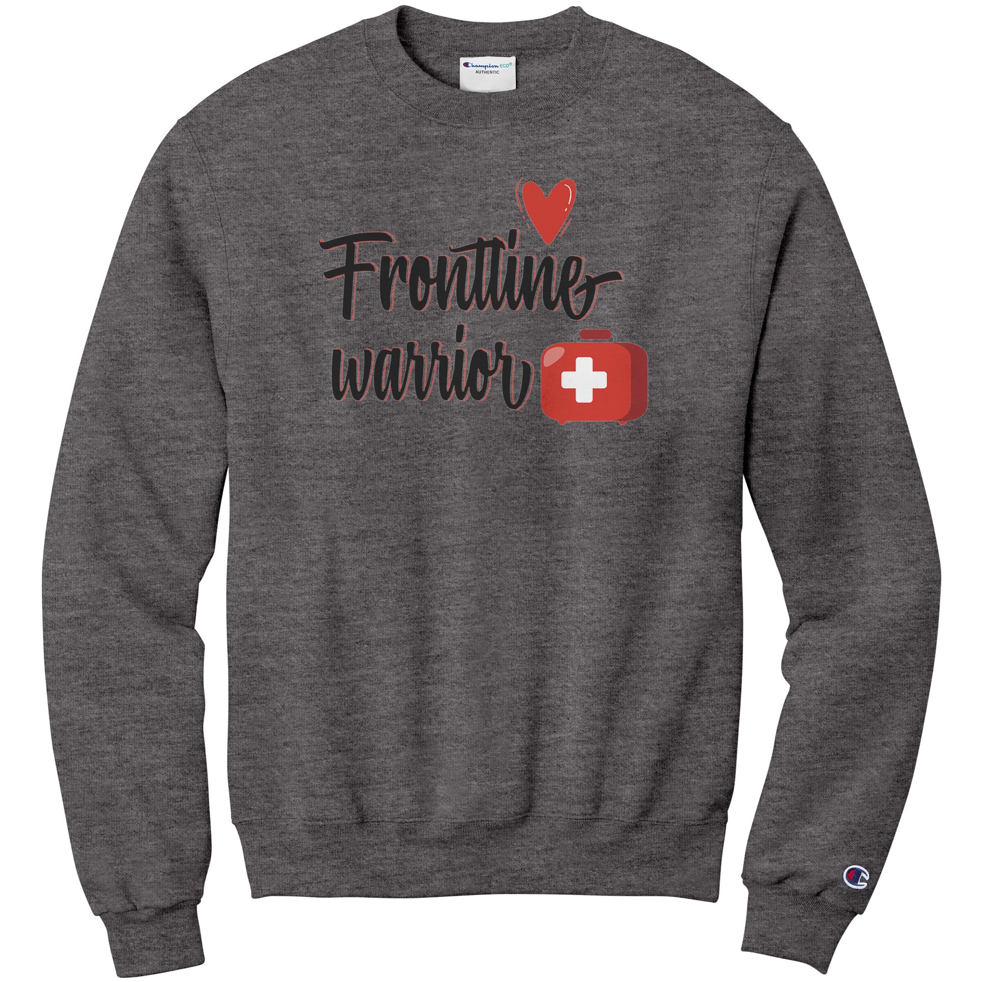 Champion Sweatshirt - Frontline Warrior with Red Heart and Medical Bag Design