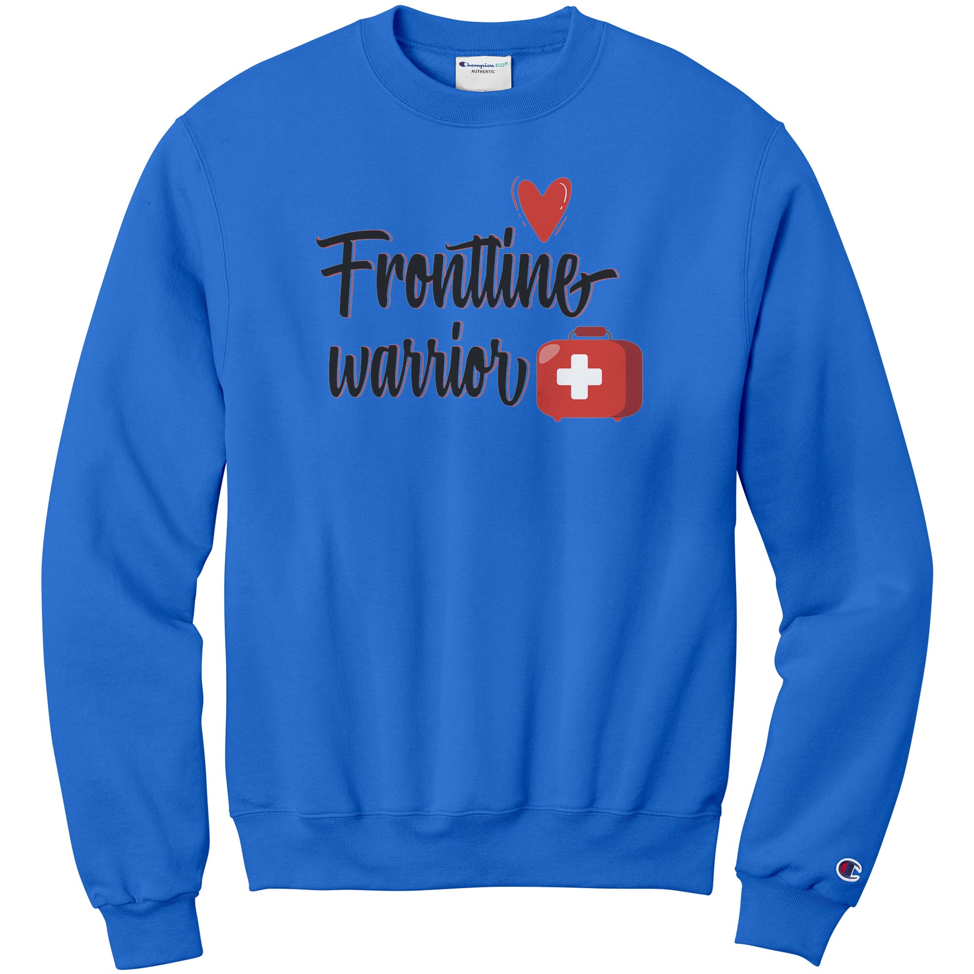 Champion Sweatshirt - Frontline Warrior with Red Heart and Medical Bag Design