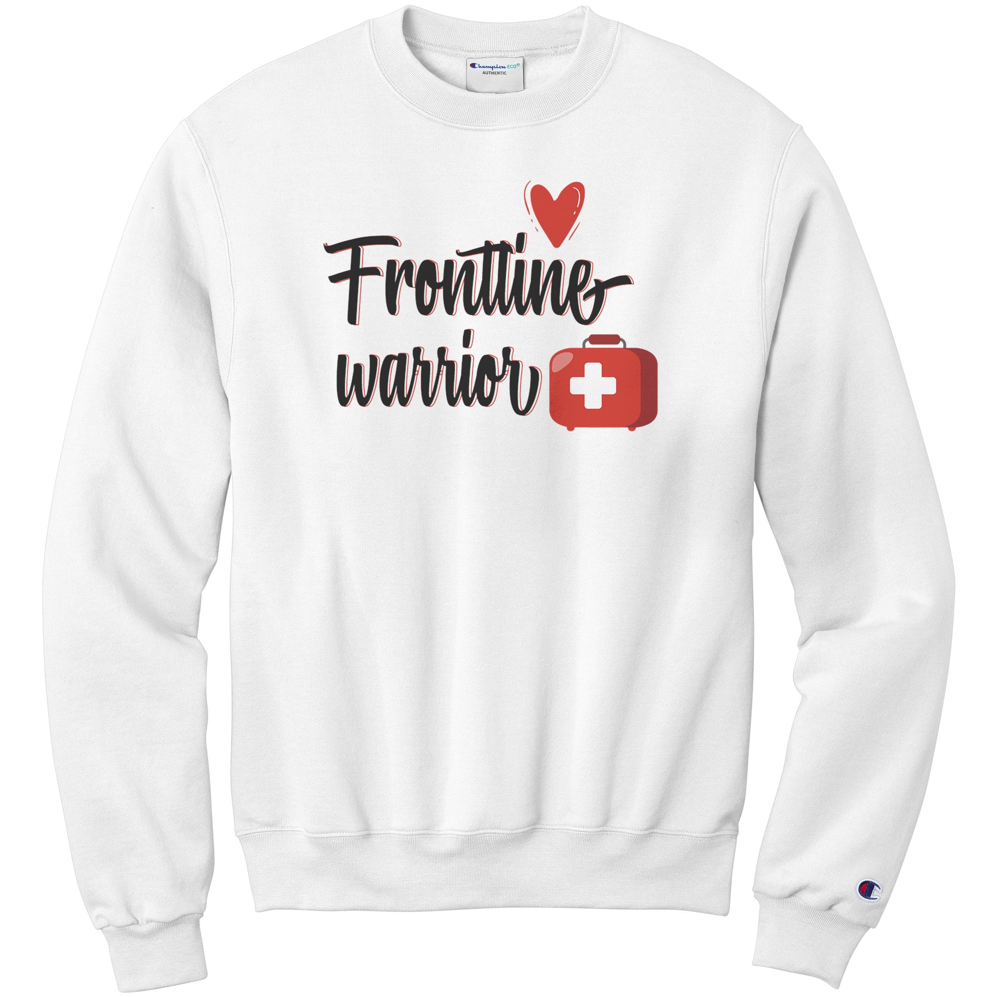 Champion Sweatshirt - Frontline Warrior with Red Heart and Medical Bag Design