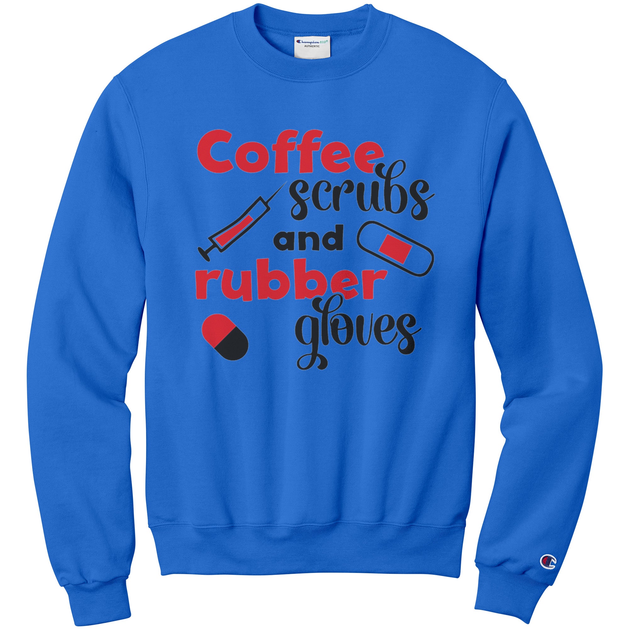 Champion Sweatshirt - Fun and Playful Coffee & Rubber Design
