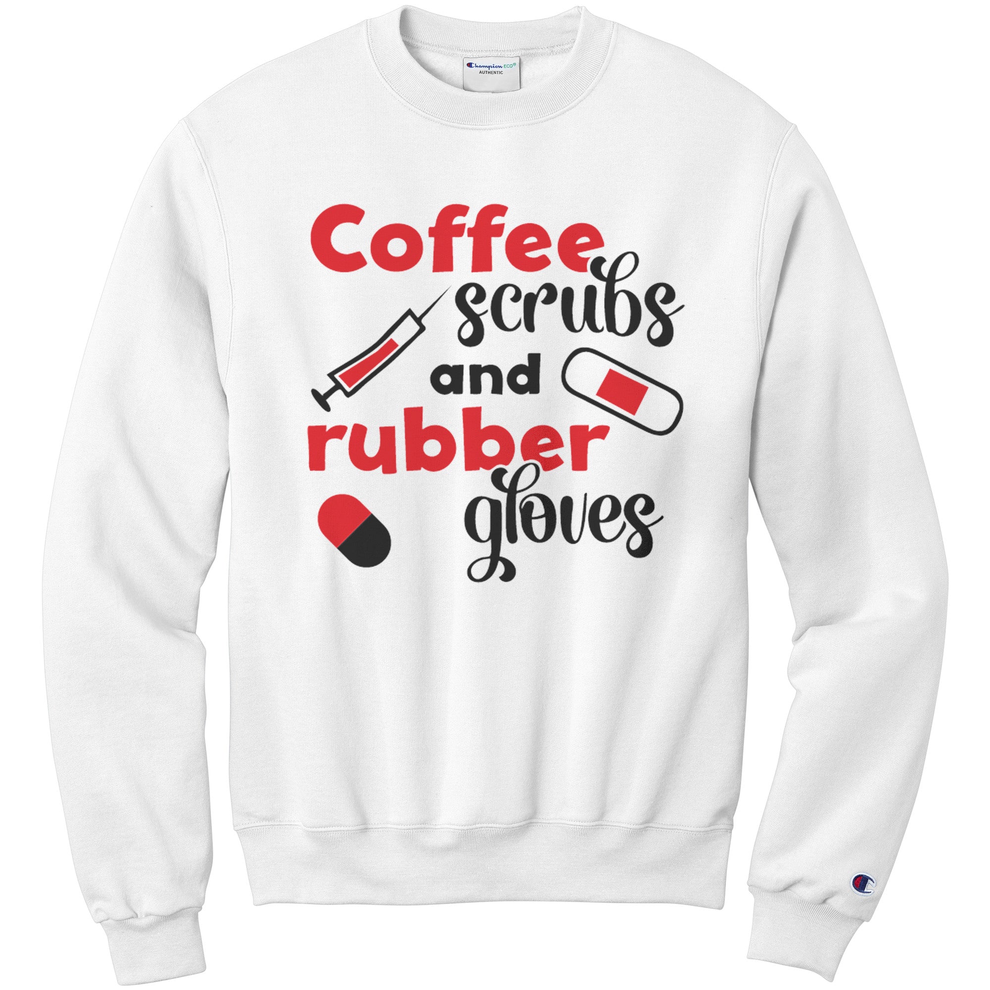Champion Sweatshirt - Fun and Playful Coffee & Rubber Design