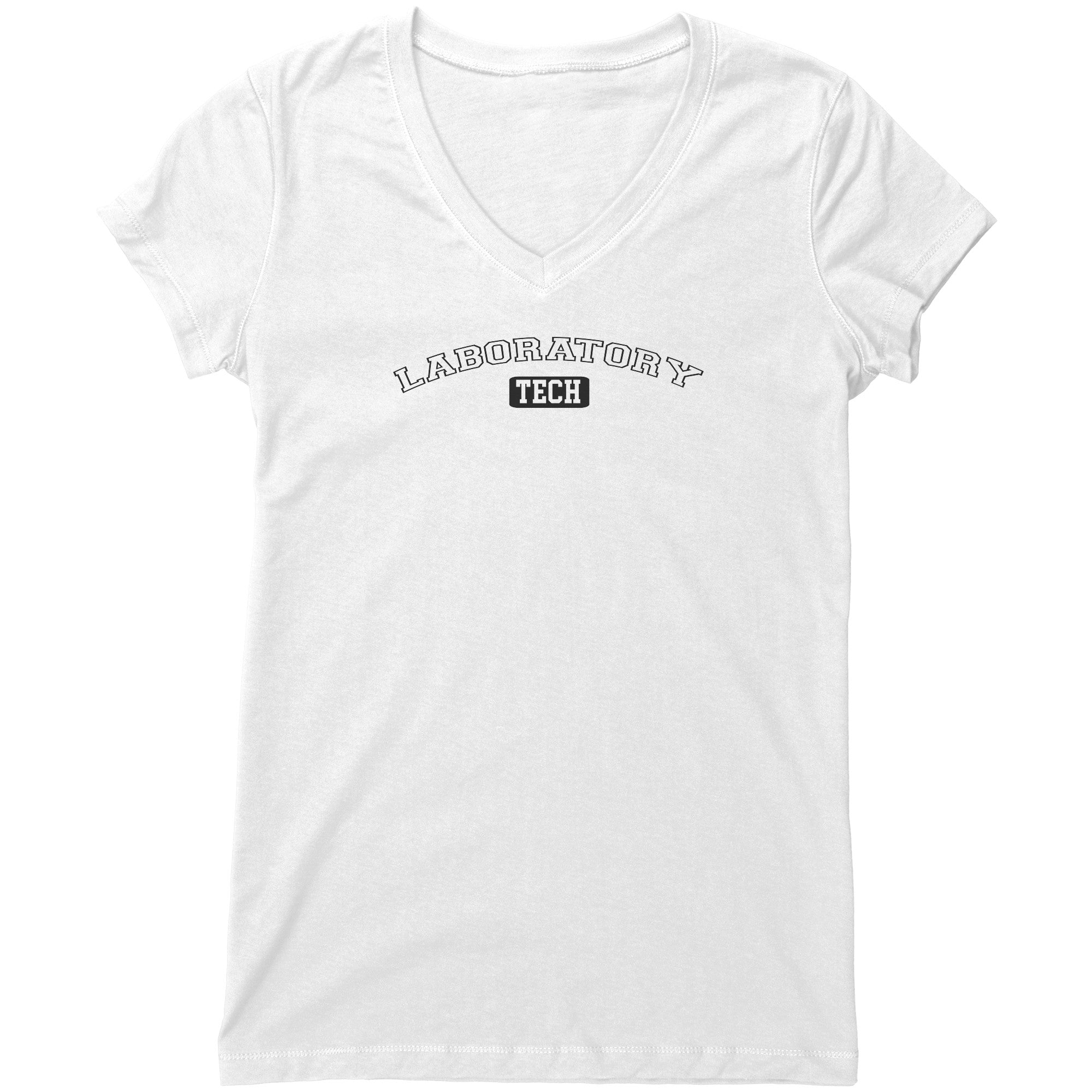 Classic University-Style 'Laboratory Tech' Women's V-Neck T-Shirt – Relaxed Fit, Modern Design