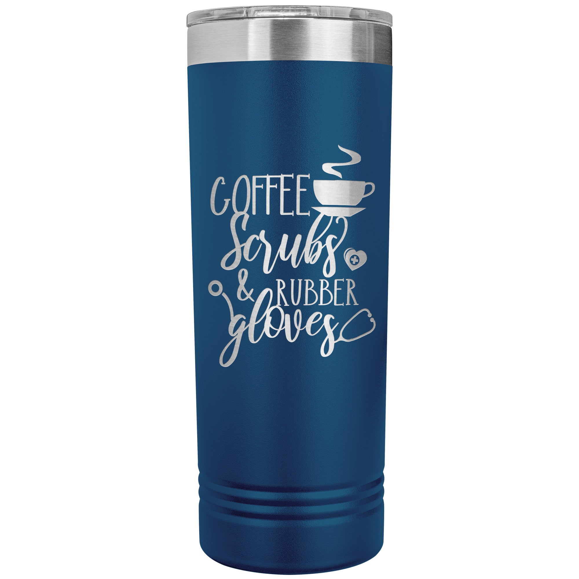 Coffee, Scrubs, and Rubber Gloves 22oz Polar Camel Skinny Tumbler - Stylish and Functional Drinkware for Healthcare Professionals